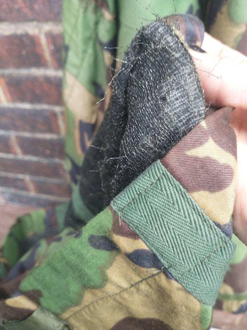 Vintage british camouflage chemical protective suit 1980s vintage condition hooded combat smock pullover size medium