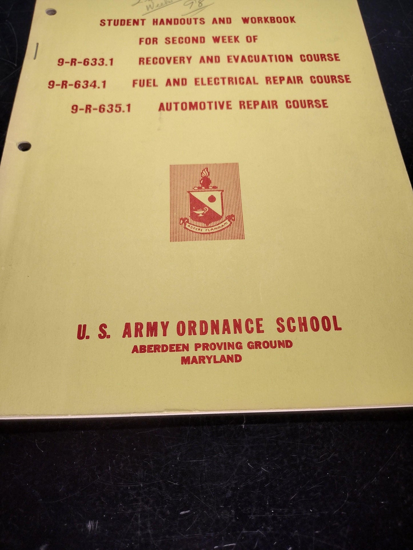 US Army Ordnance Student Handouts and Workbook (Recovery & Evacuation, Fuel and Electrical Repair, and Automotive Repair Courses)