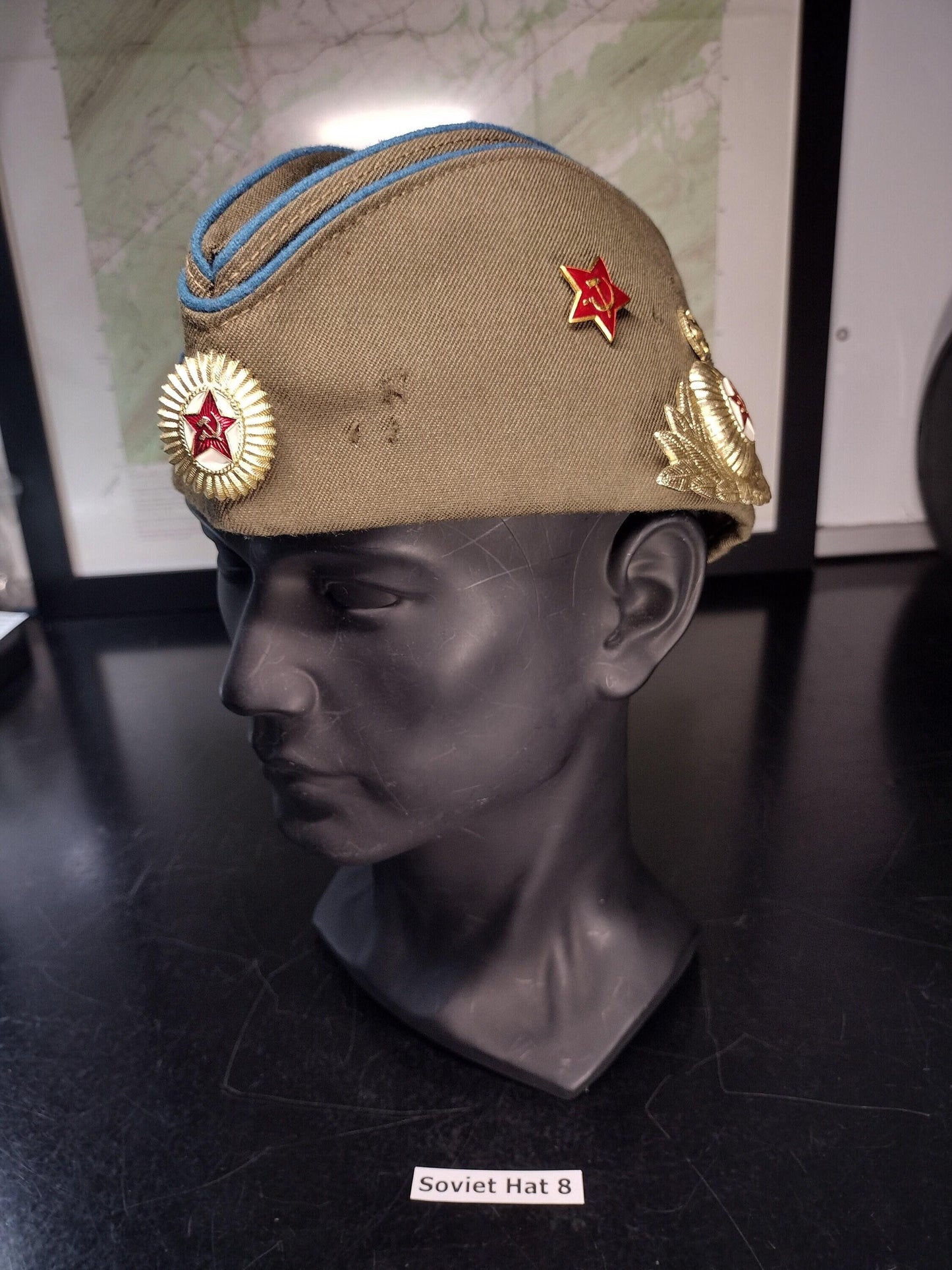 Soviet Russia Military Hat with Pins and Patches (Size 57? 1992) | Soviet surplus Russian surplus russia military surplus
