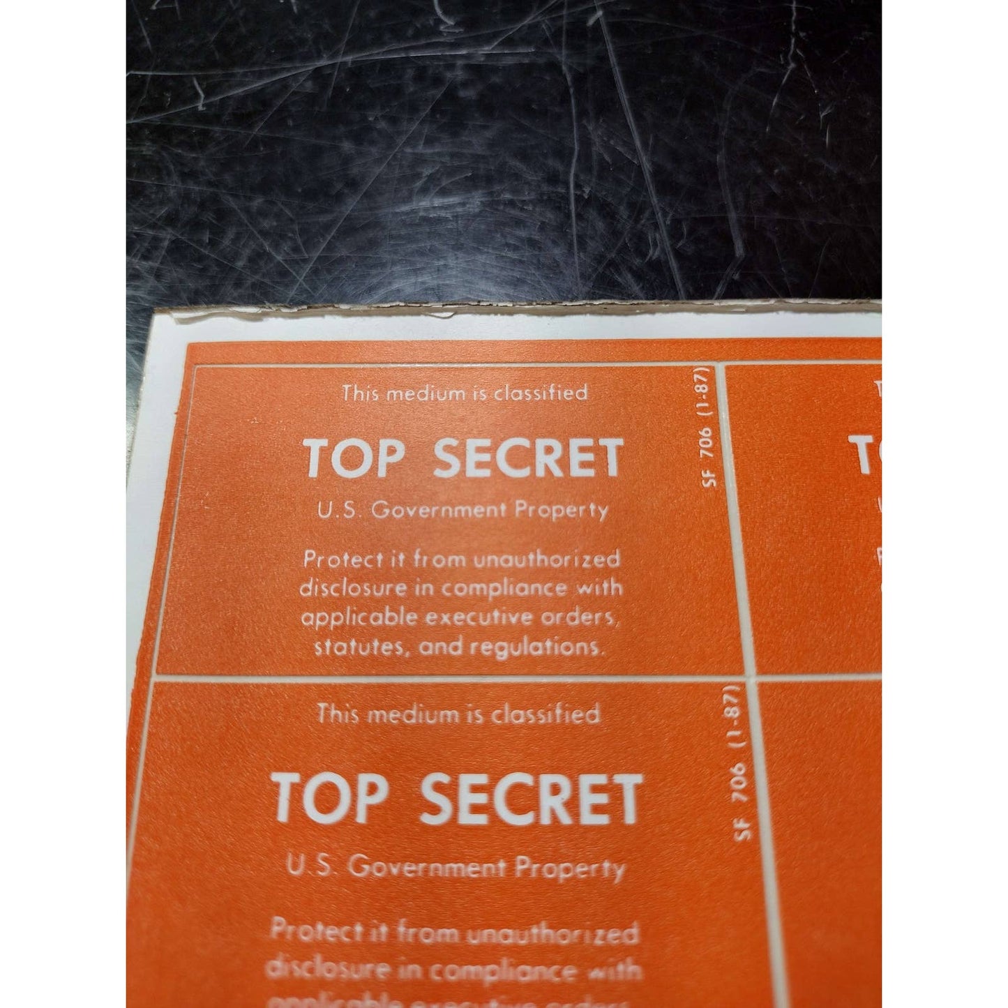 US Government Top Secret Property Sticker Sheet (x6 stickers) | FREE shipping!