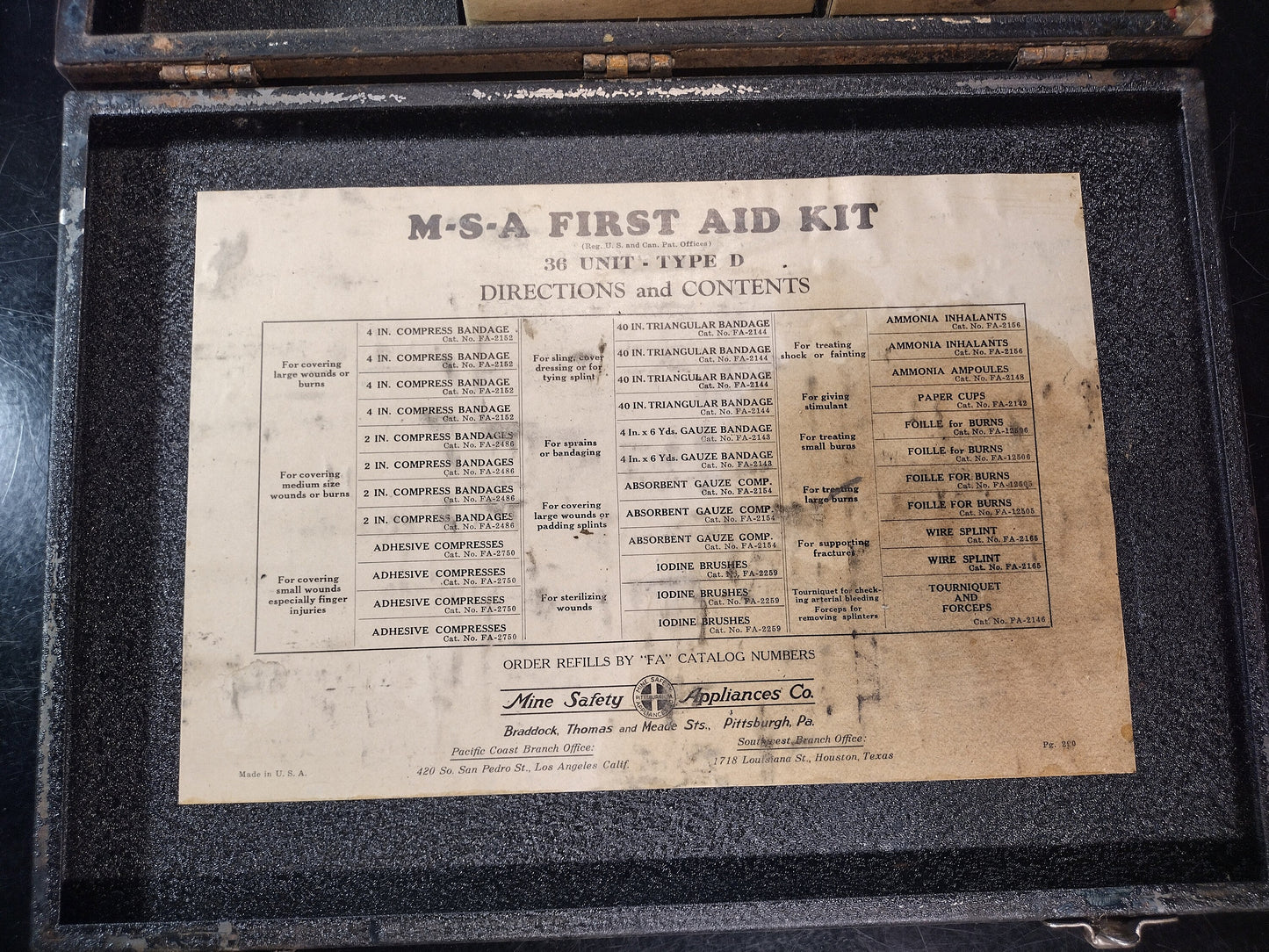 Vintage MSA First Aid Kit w/ Contents