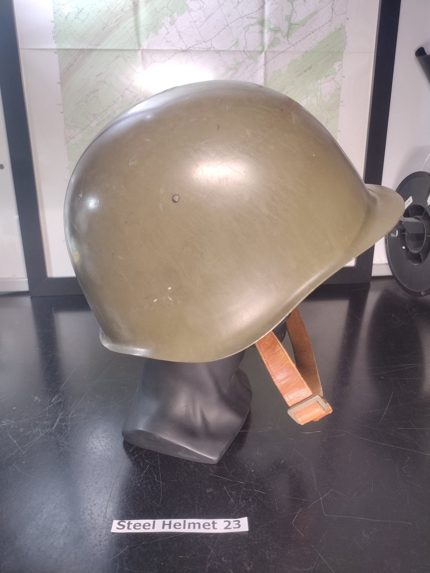 Military Steel Helmet (Size Unknown But Adjustable) | FREE US Shipping!  (Helmet 23)