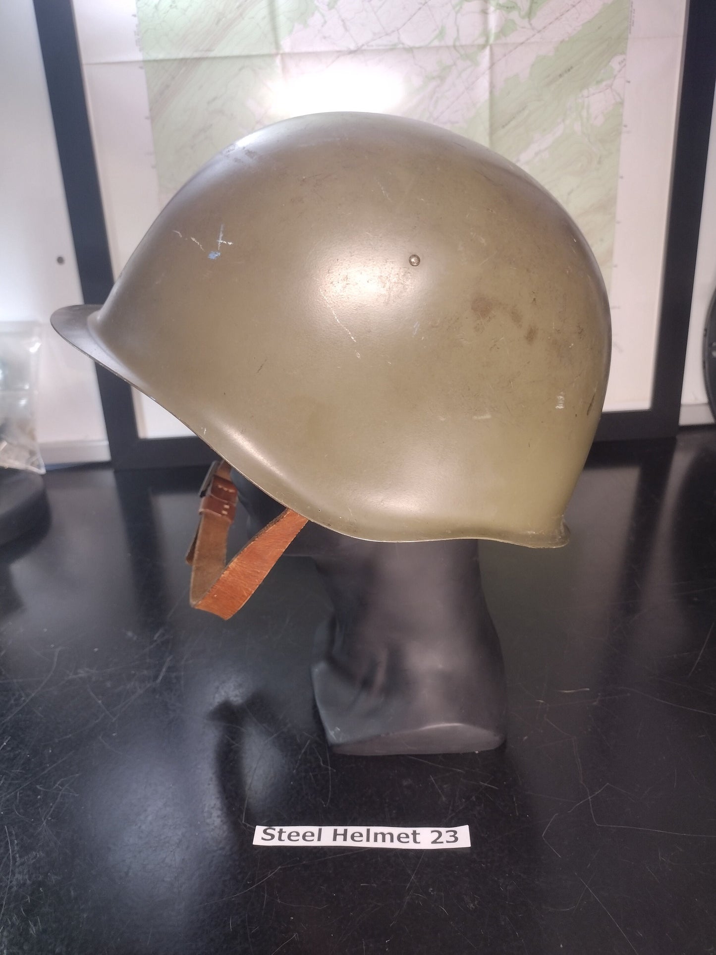 Military Steel Helmet (Size Unknown But Adjustable) | FREE US Shipping!  (Helmet 23)