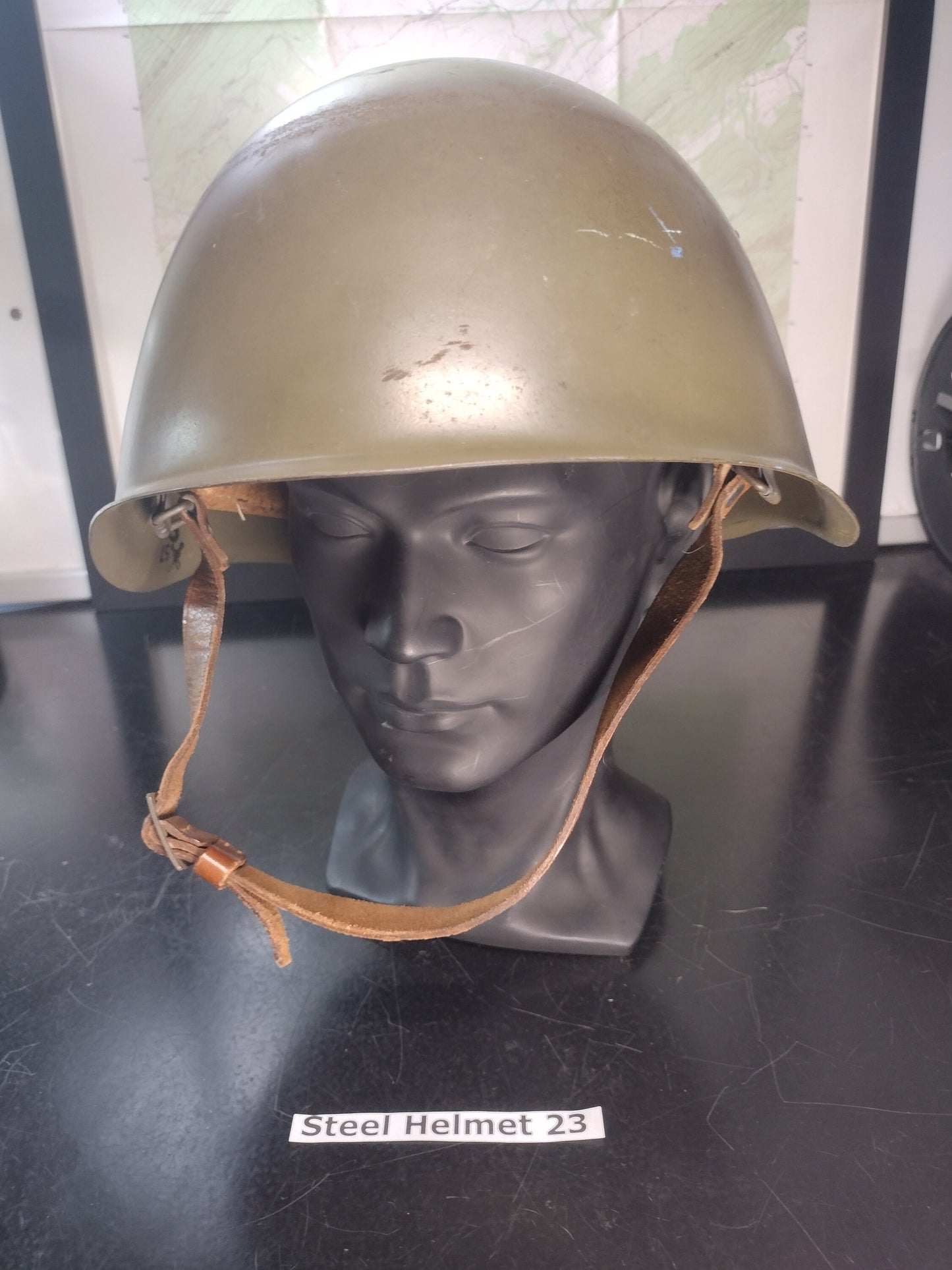 Military Steel Helmet (Size Unknown But Adjustable) | FREE US Shipping!  (Helmet 23)