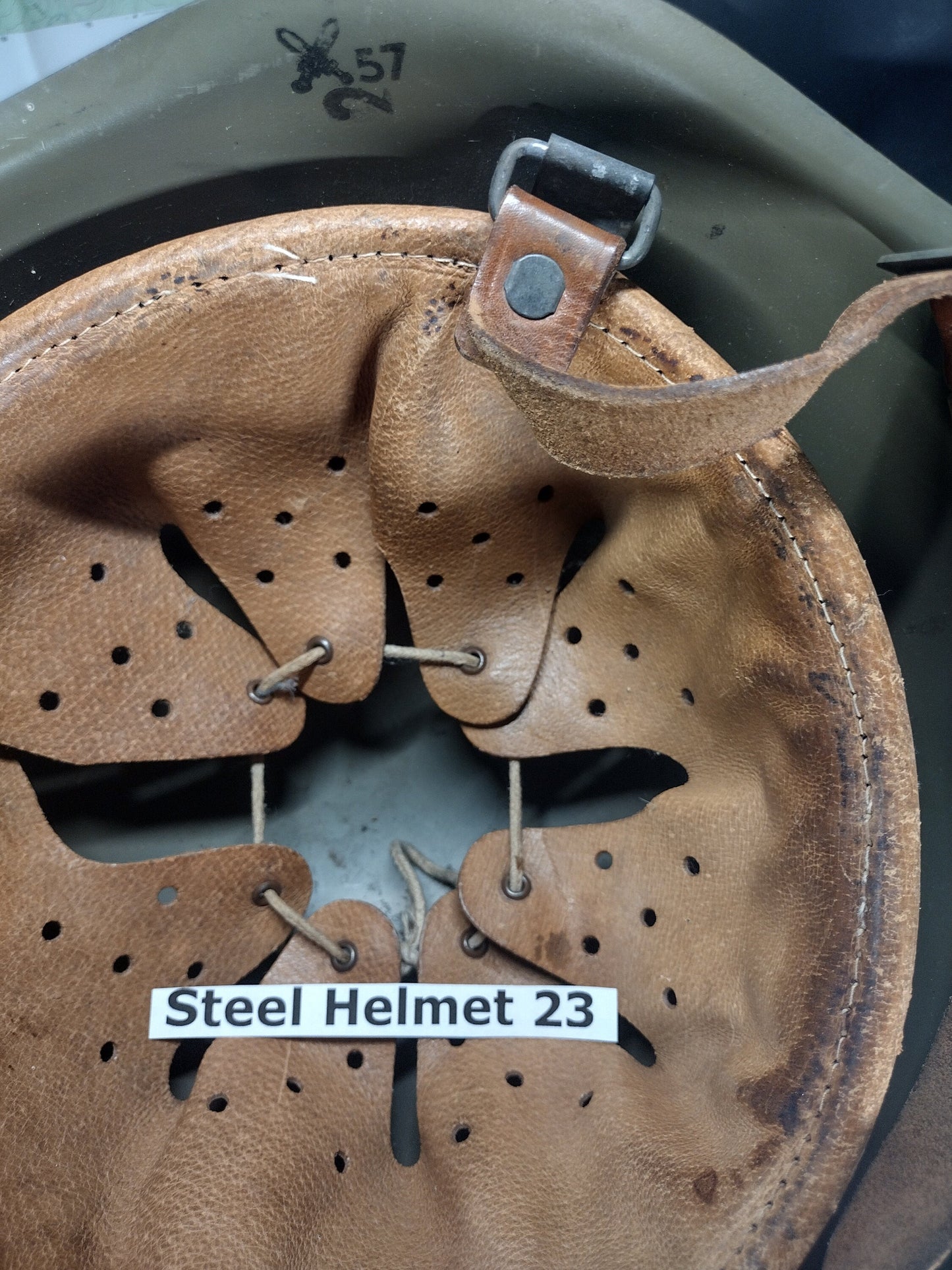 Military Steel Helmet (Size Unknown But Adjustable) | FREE US Shipping!  (Helmet 23)