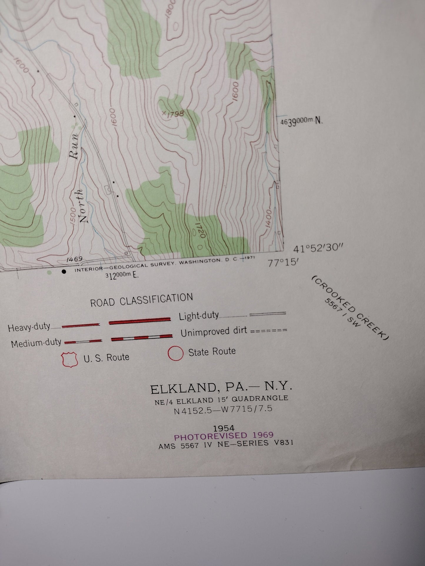 Map of Elkland, Pennsylvania & New York US Geological Survey 1954 | FREE Shipping