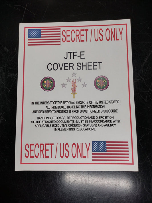 US Government Secret National Security Document Heavy Paper Cover Sheet Sign | FREE US Shipping