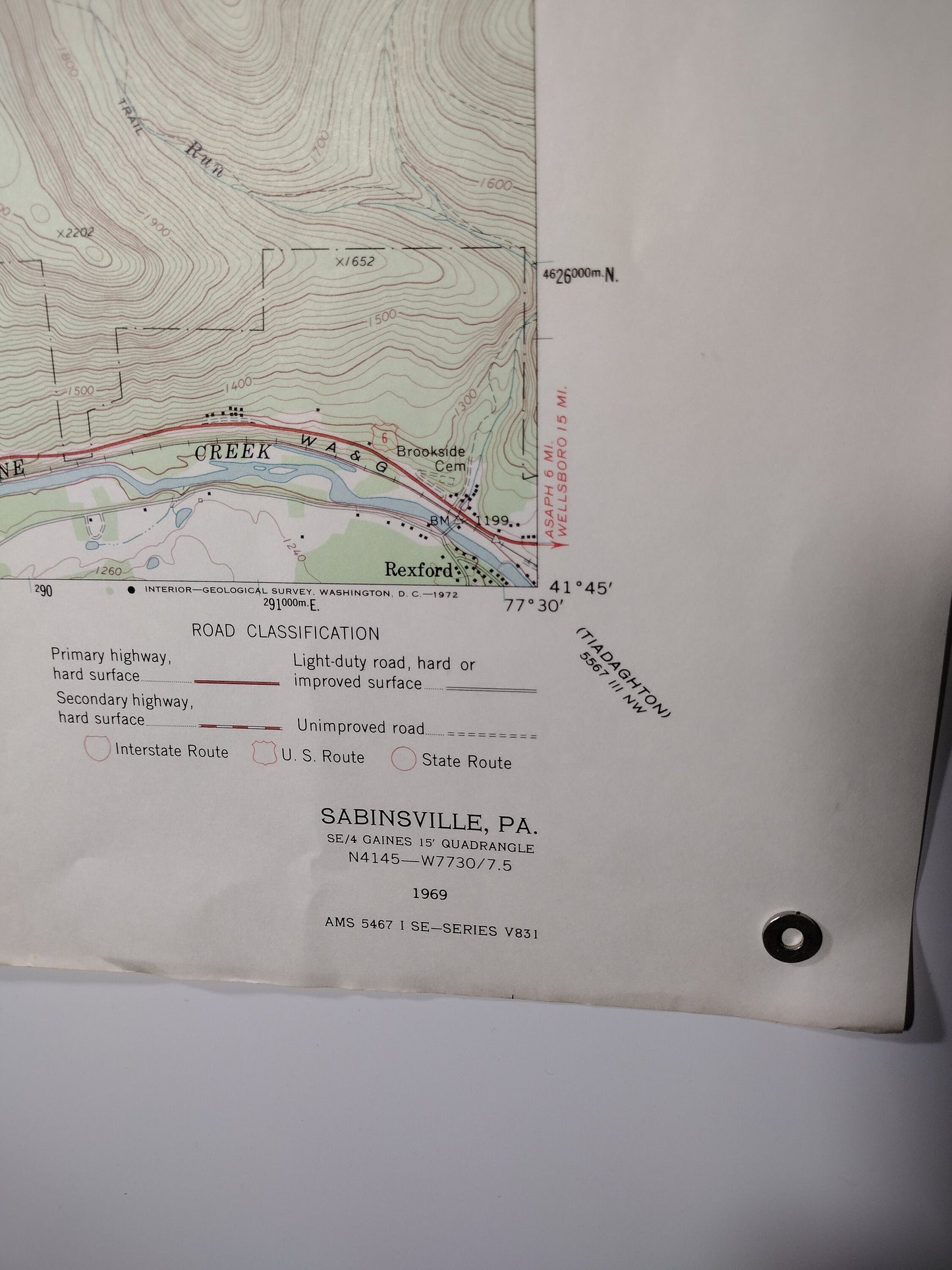 Map Of Sabinsville, Pennsylvania US Geological Survey 1969 | FREE Shipping