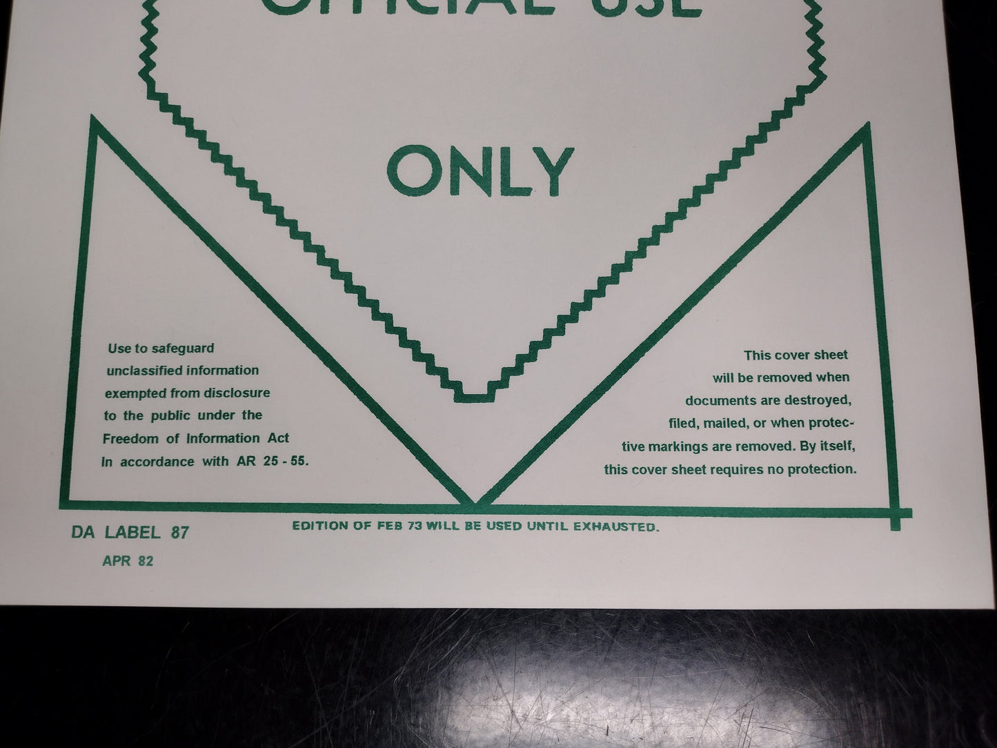 US Government "For Official Use Only" Document Cover Sheet | FREE Shipping