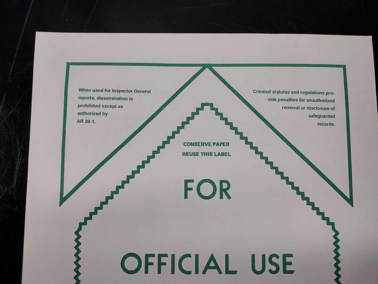 US Government "For Official Use Only" Document Cover Sheet | FREE Shipping