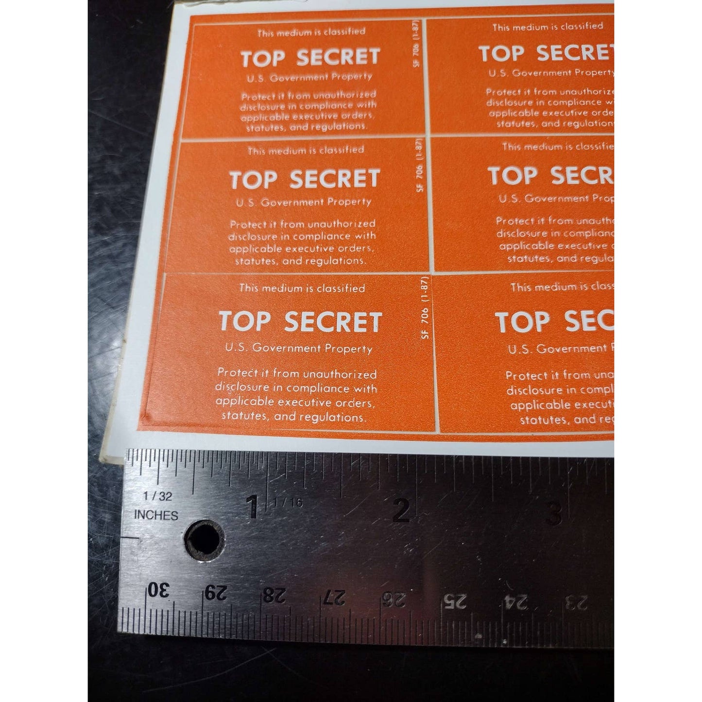 US Government Top Secret Property Sticker Sheet (x6 stickers) | FREE shipping!