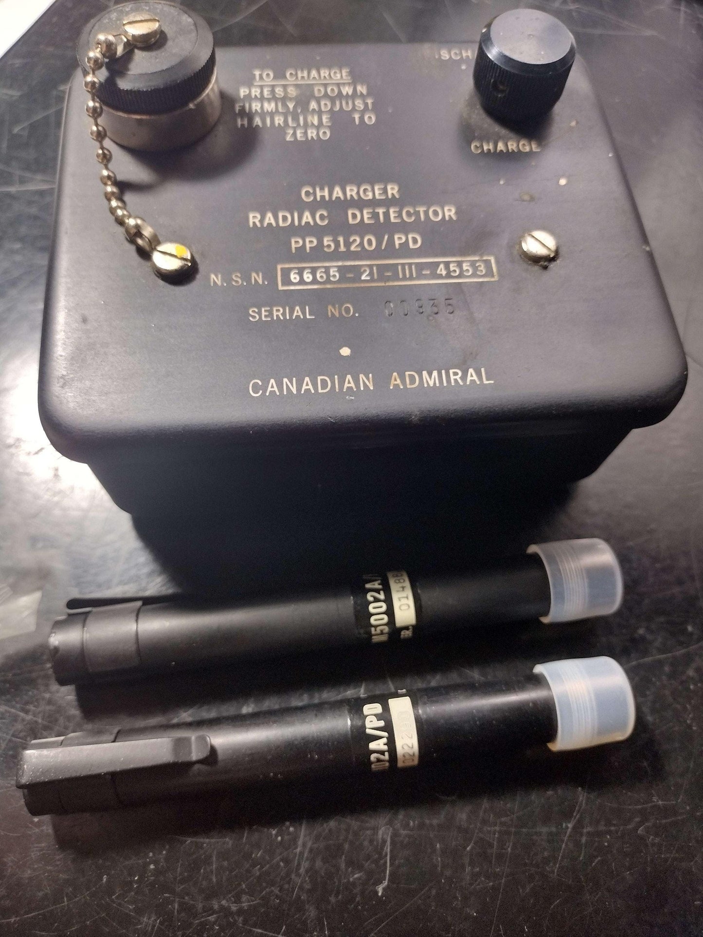 Military dosimeters 2x and charger unit 1960s | free shipping | army surplus military surplus