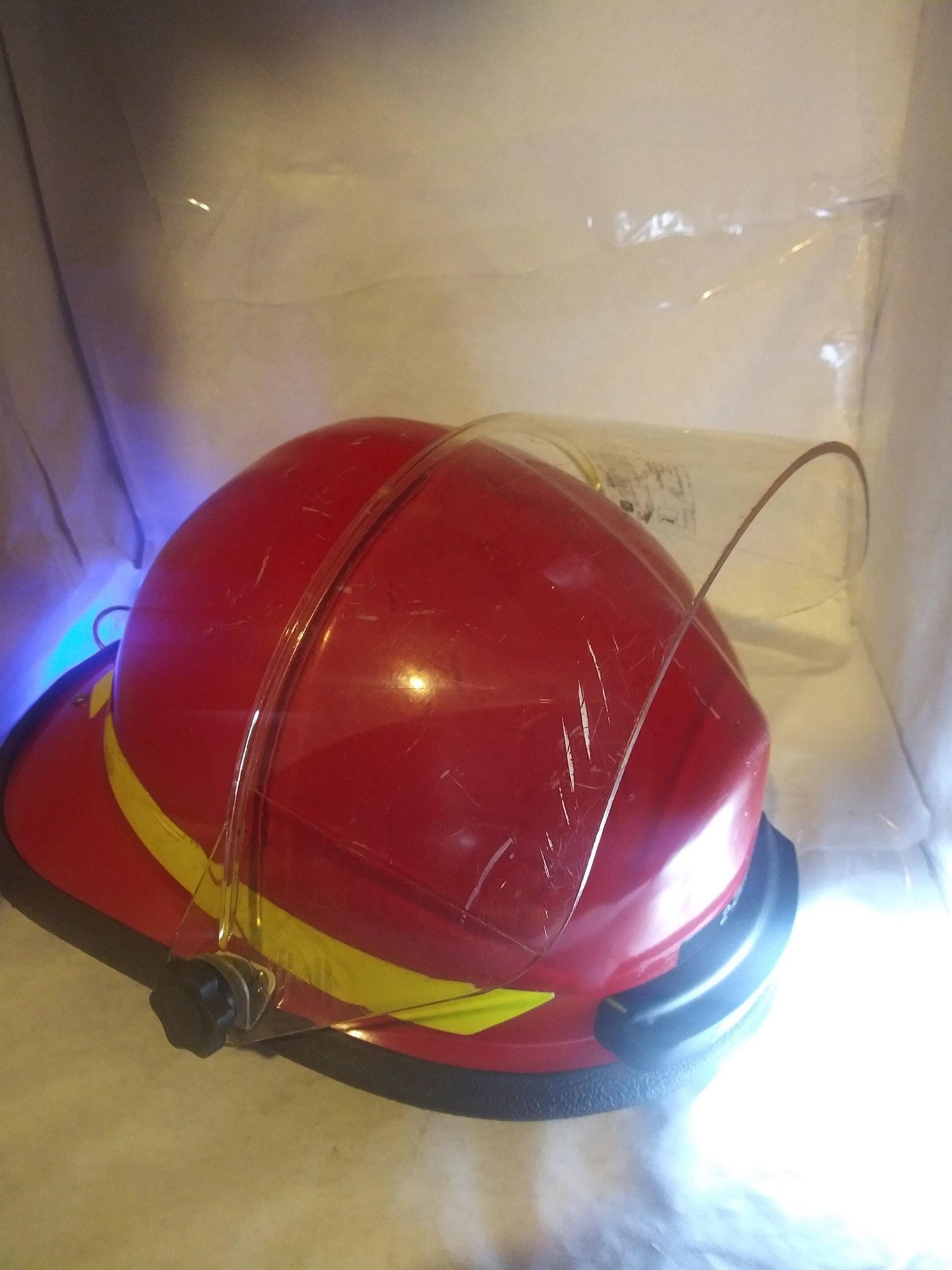 Military airbase fire helmets w/ led lights & visor! used condition | free us shipping! | military surplus firehelmet w/ visor and lights