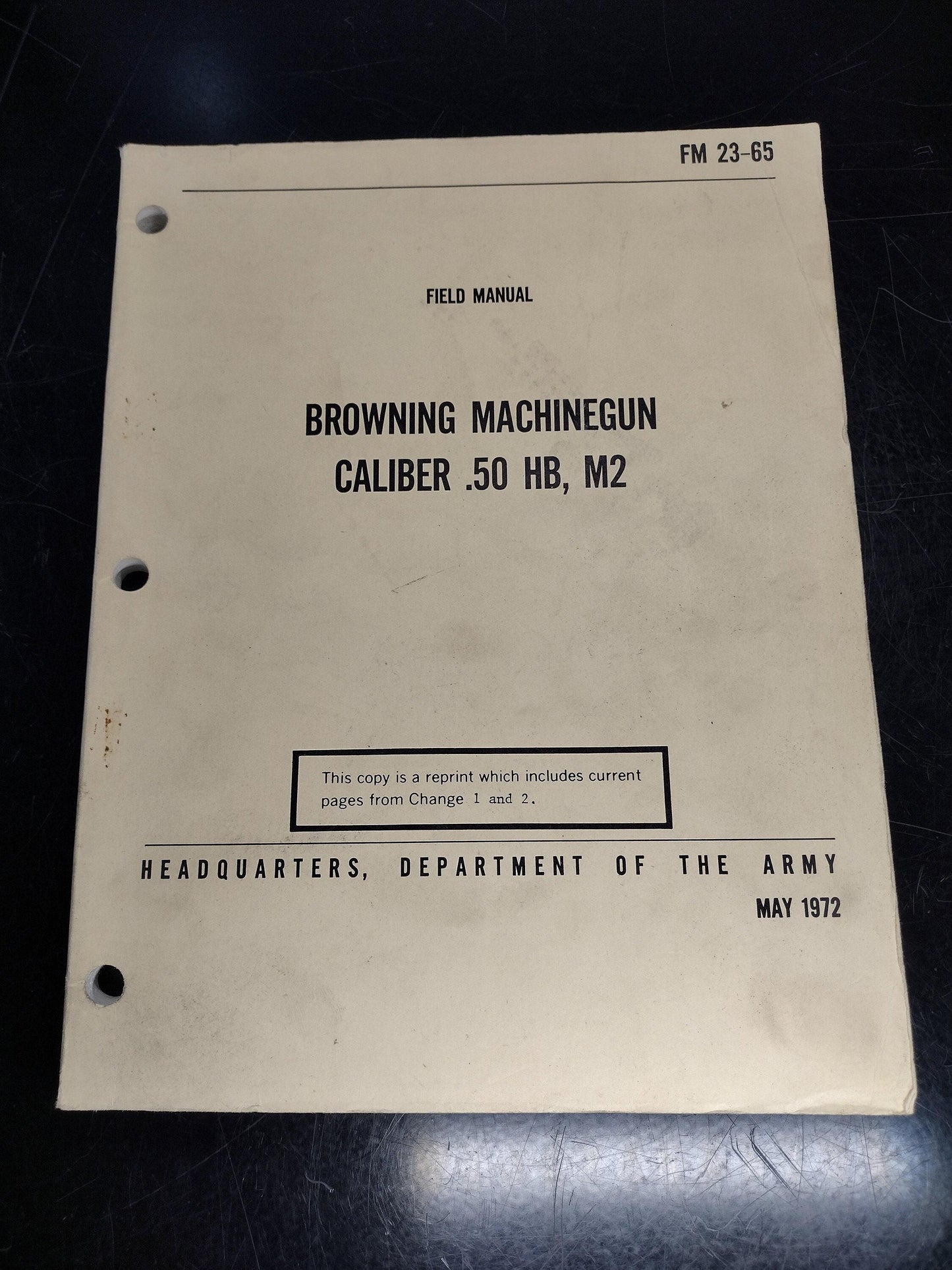 US Army Browning M2 Machinegun Vintage Ephemera Pamphlet Booklet (1972 FM-23-65)