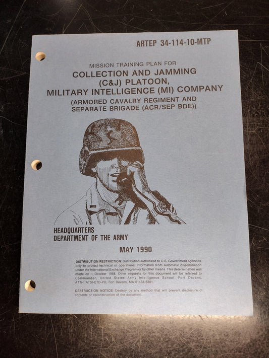 US Army Collection & Jamming Military Intelligence Vintage Ephemera Pamphlet Booklet (1990 34-114-10-MTP)