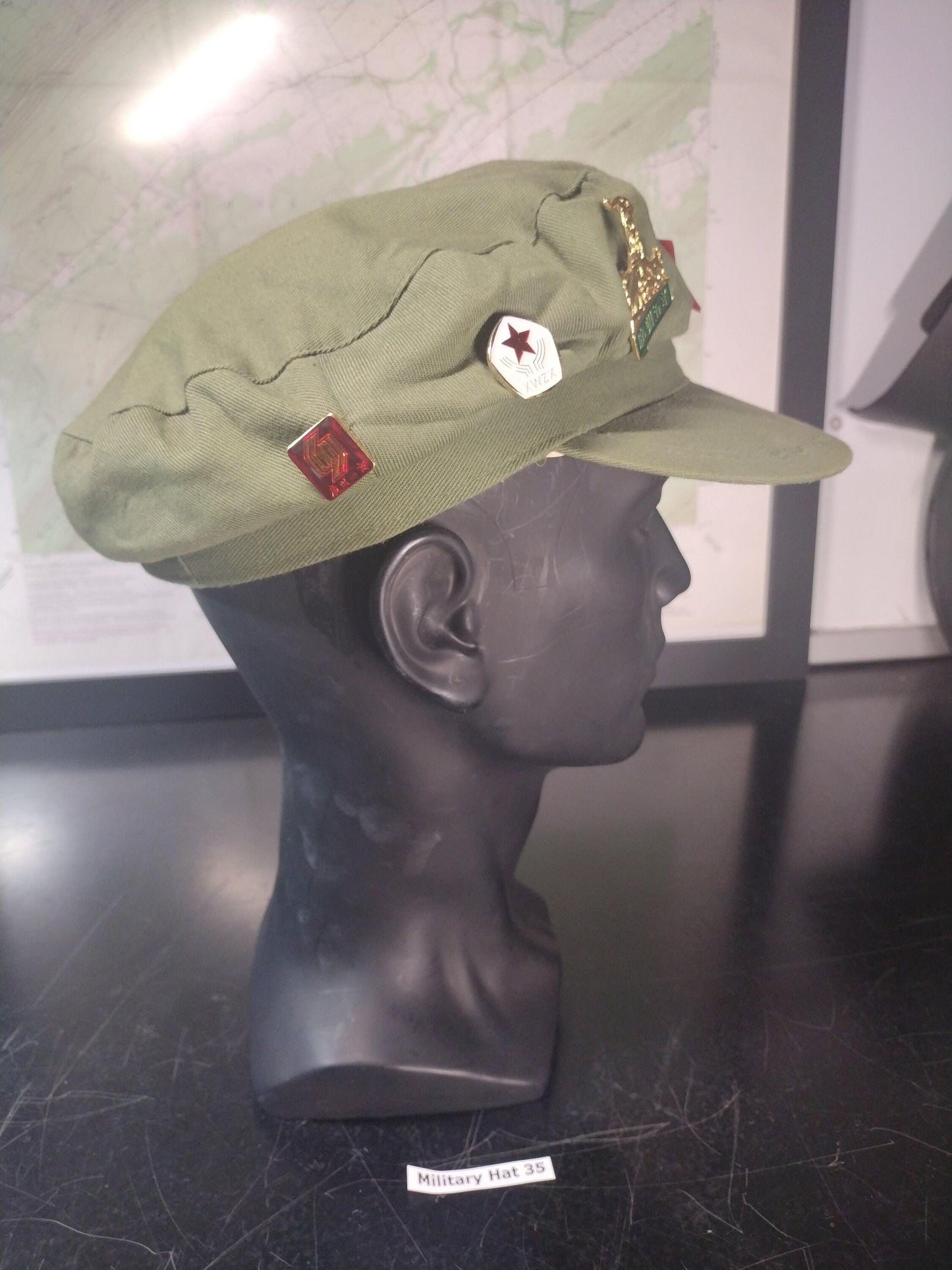 Chinese Army Hat With Pins Including Panda Pin! (Size: Unknown) | FREE US Shipping!