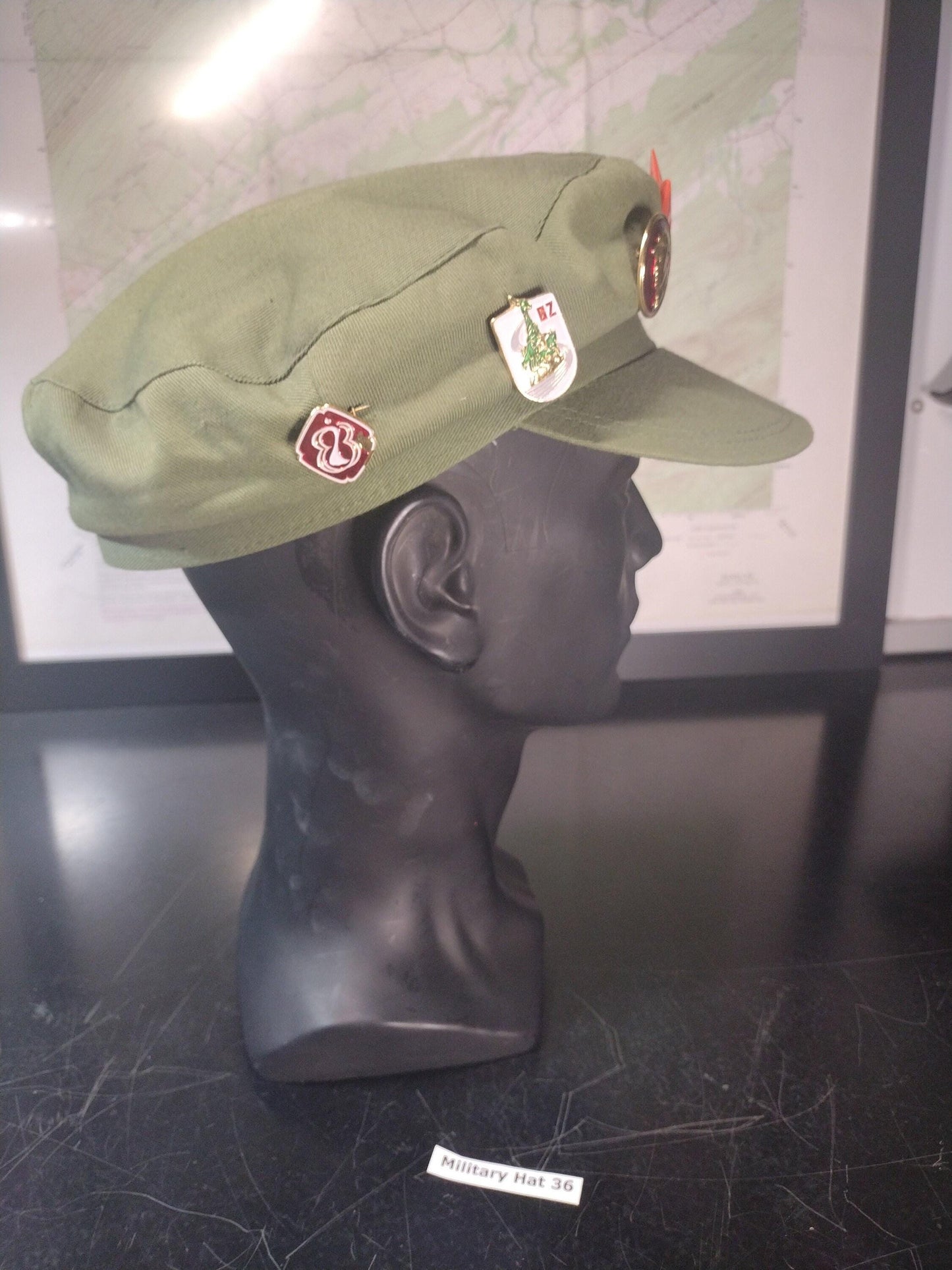 Chinese Army Hat With Pins (Size: Unknown) | FREE US Shipping!