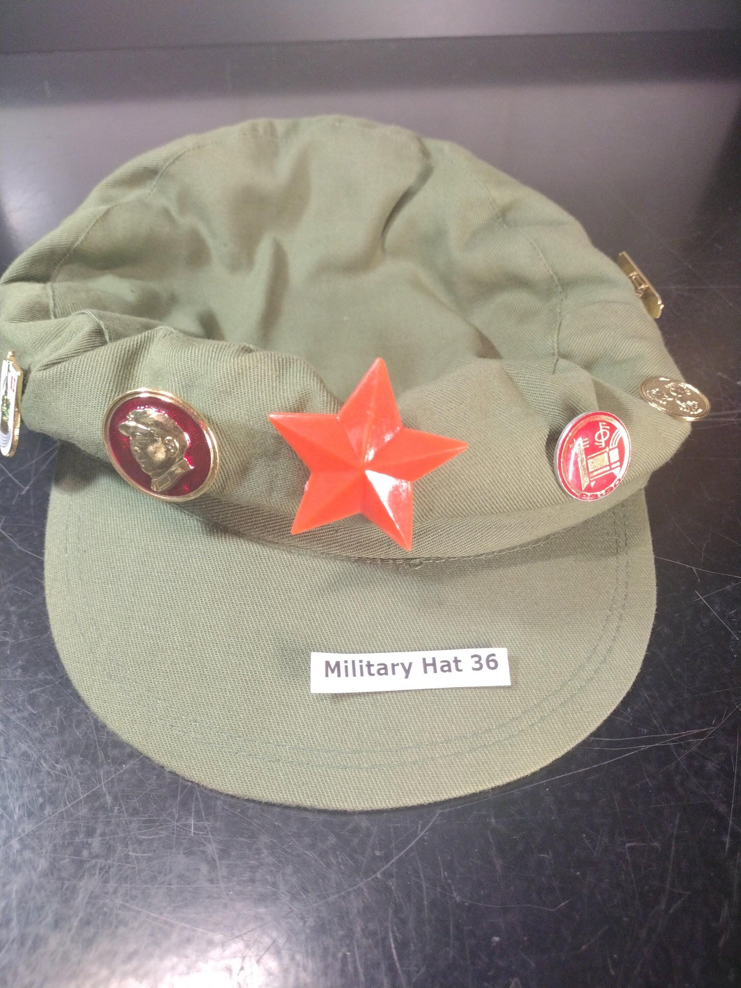 Chinese Army Hat With Pins (Size: Unknown) | FREE US Shipping!