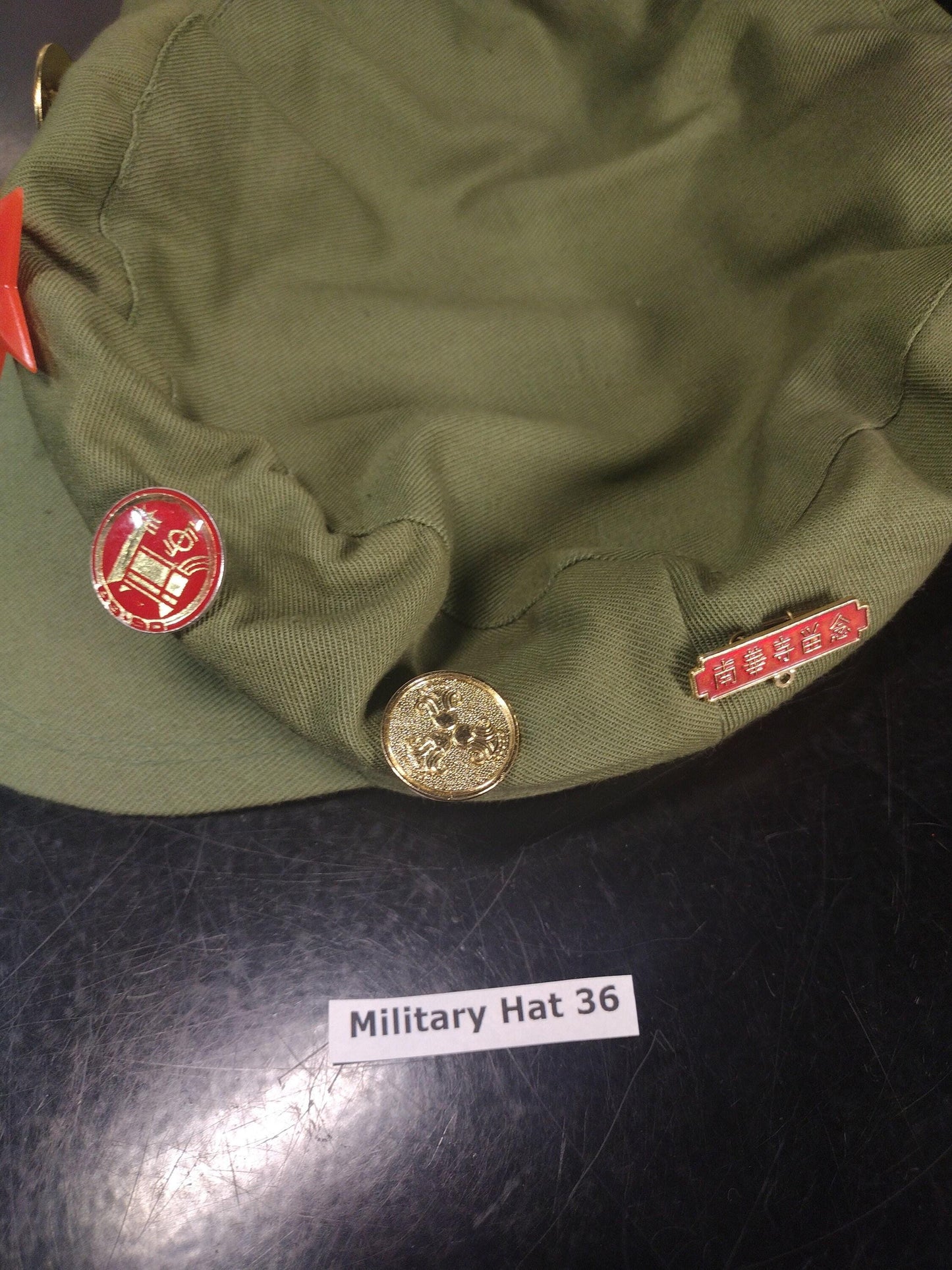 Chinese Army Hat With Pins (Size: Unknown) | FREE US Shipping!