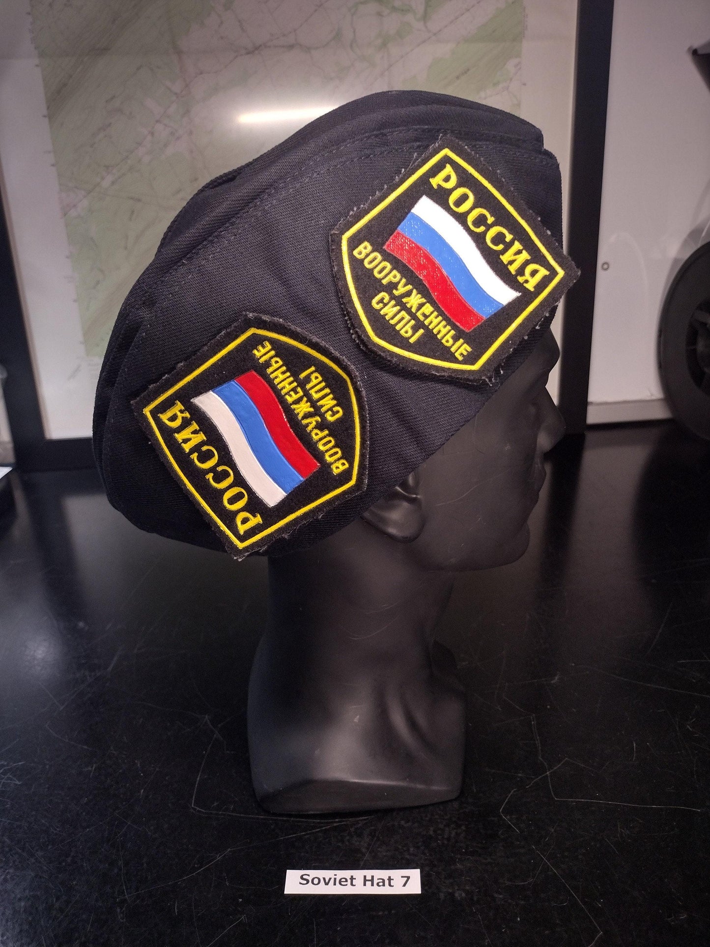 Soviet Russian Military Hat with Pins and Patches (Size: Unknown) | Soviet surplus Russian surplus russia military surplus