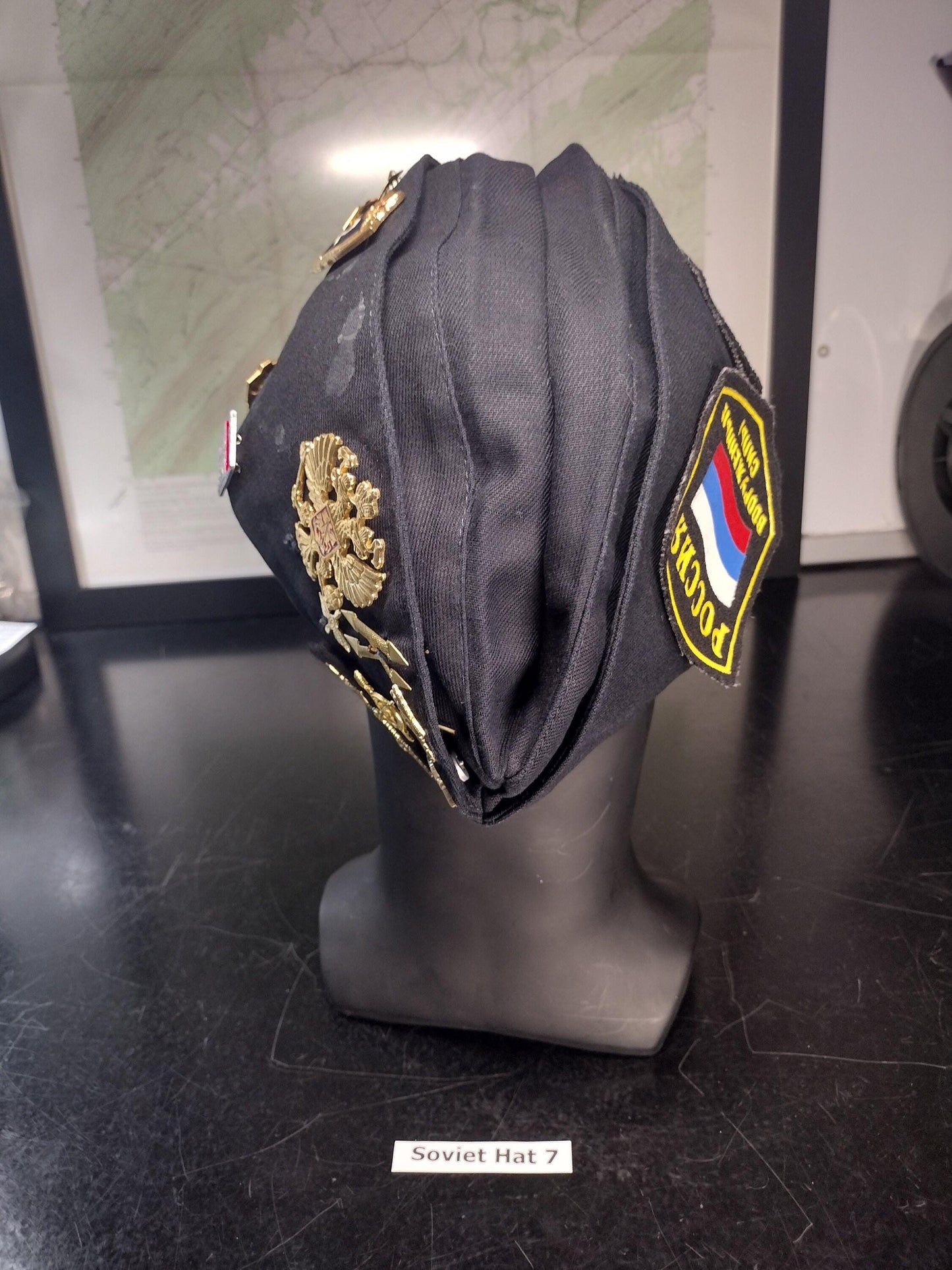 Soviet Russian Military Hat with Pins and Patches (Size: Unknown) | Soviet surplus Russian surplus russia military surplus