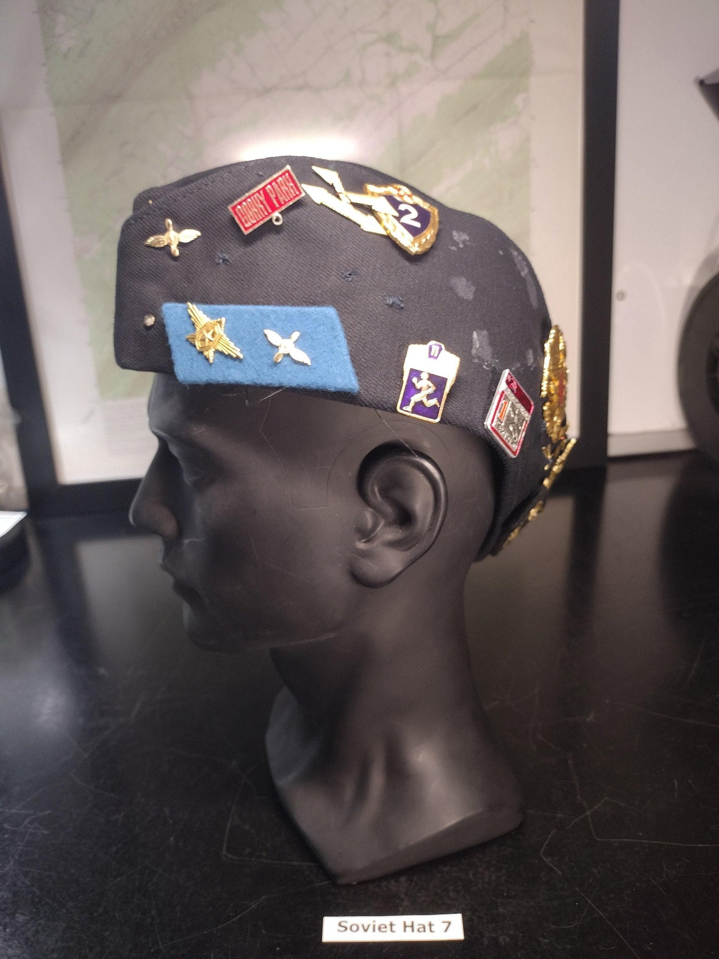 Soviet Russian Military Hat with Pins and Patches (Size: Unknown) | Soviet surplus Russian surplus russia military surplus