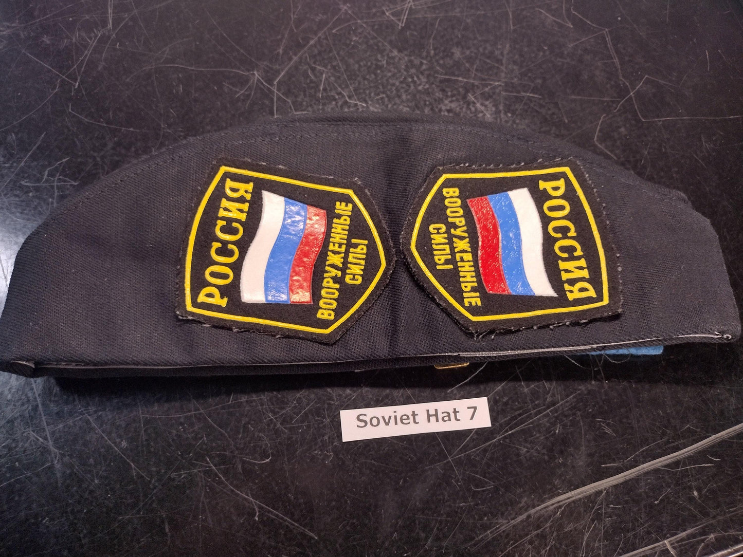 Soviet Russian Military Hat with Pins and Patches (Size: Unknown) | Soviet surplus Russian surplus russia military surplus