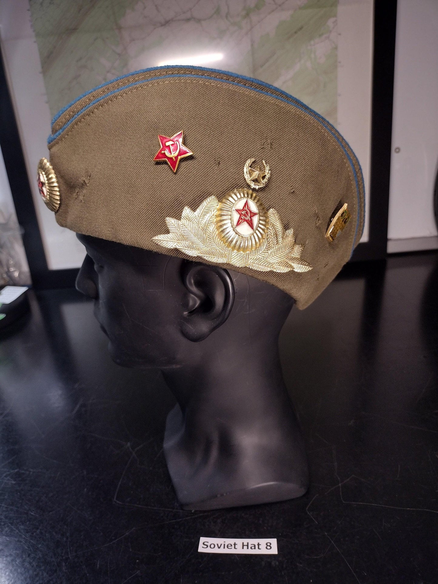 Soviet Russia Military Hat with Pins and Patches (Size 57? 1992) | Soviet surplus Russian surplus russia military surplus