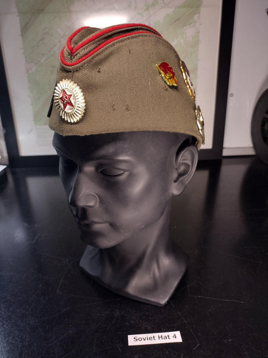 Soviet Russian Hat with Pins and Patches (Size 57?) 1991 | Soviet surplus Russian surplus russia military surplus