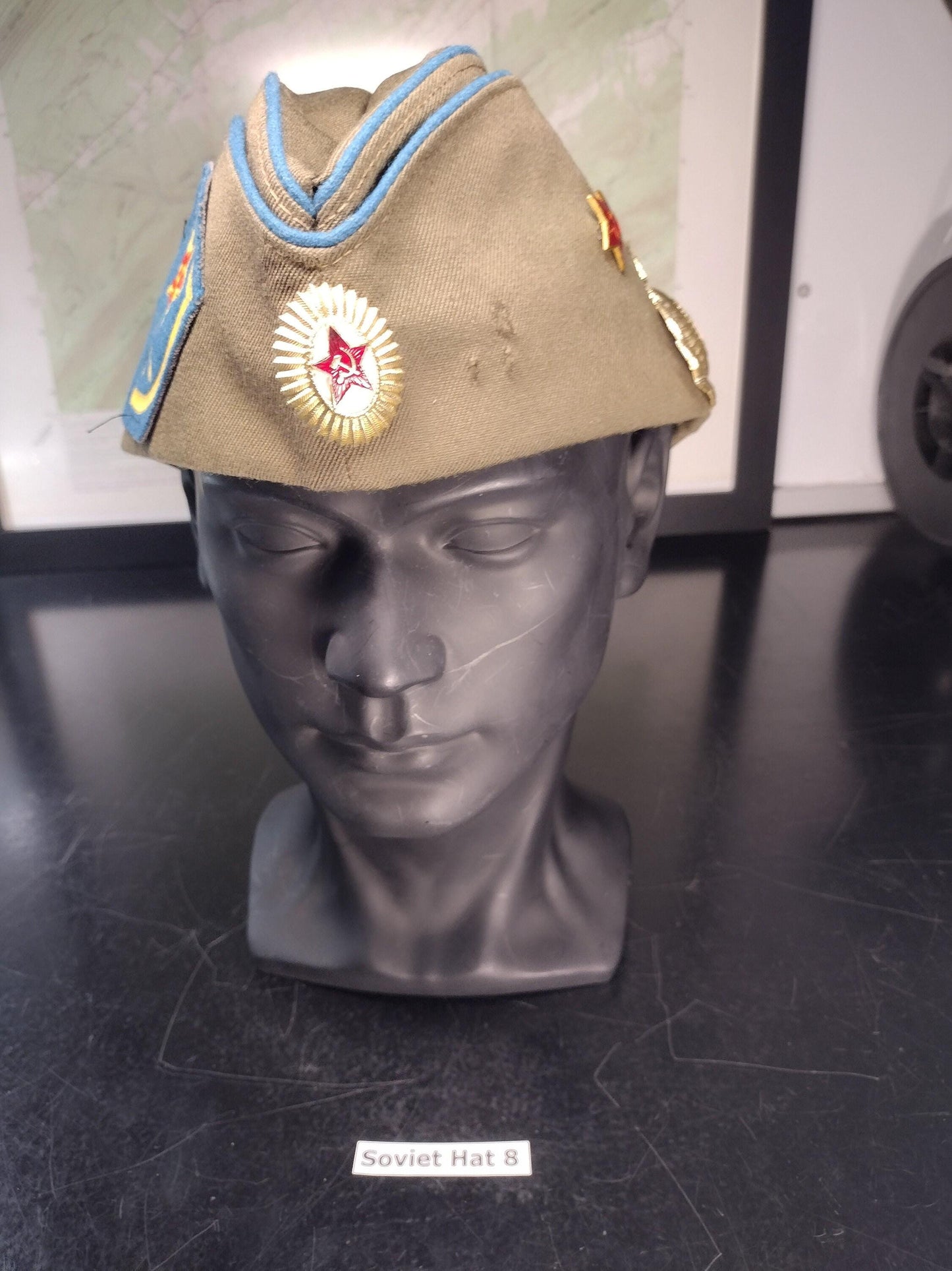 Soviet Russia Military Hat with Pins and Patches (Size 57? 1992) | Soviet surplus Russian surplus russia military surplus