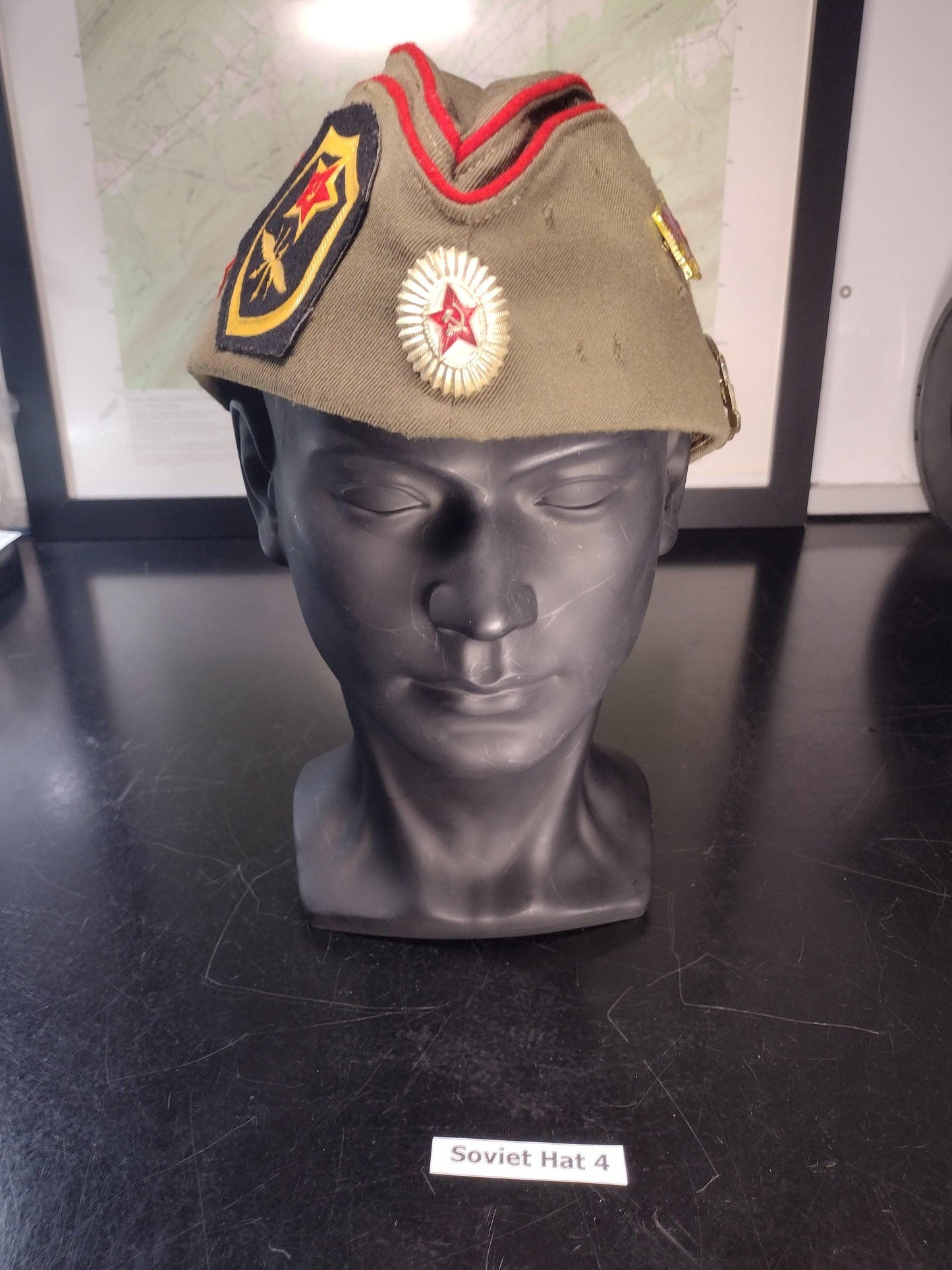 Soviet Russian Hat with Pins and Patches (Size 57?) 1991 | Soviet surplus Russian surplus russia military surplus