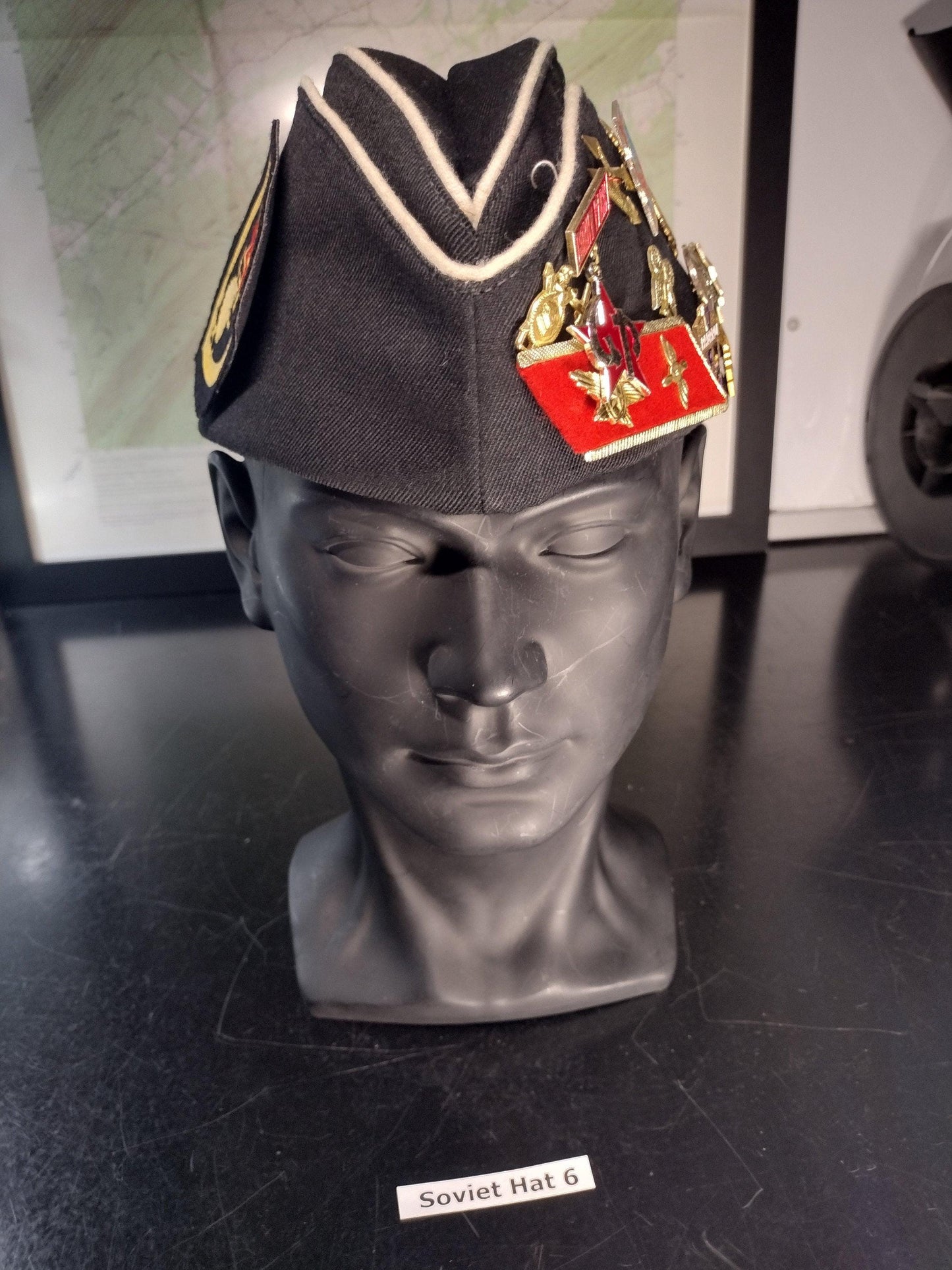 Soviet Russian Military Hat with Pins and Patches (Size 54? 1989) | Soviet surplus Russian surplus russia military surplus