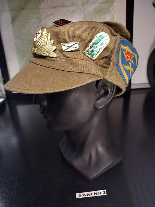 Soviet Russian Military Hat with Pins and Patches (Size 56?) | Soviet surplus Russian surplus russia military surplus