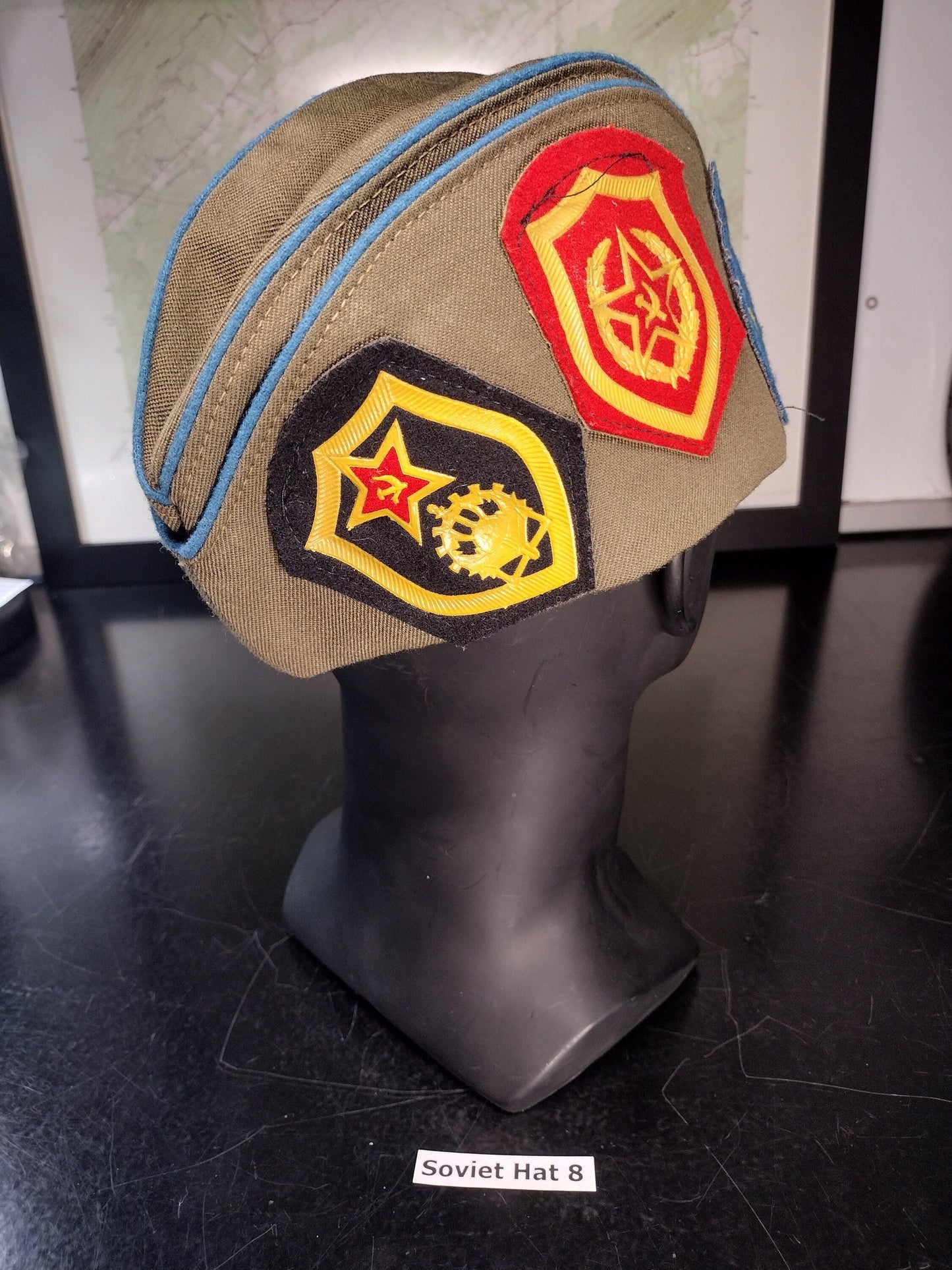 Soviet Russia Military Hat with Pins and Patches (Size 57? 1992) | Soviet surplus Russian surplus russia military surplus