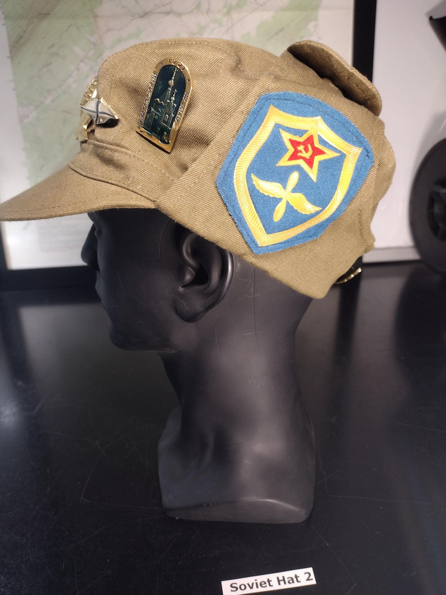 Soviet Russian Military Hat with Pins and Patches (Size 56?) | Soviet surplus Russian surplus russia military surplus