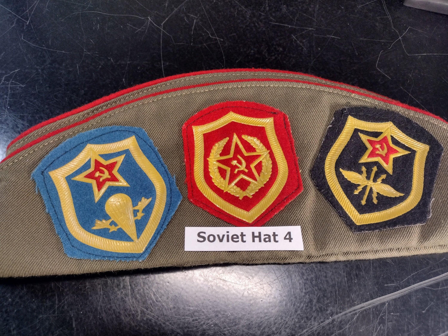 Soviet Russian Hat with Pins and Patches (Size 57?) 1991 | Soviet surplus Russian surplus russia military surplus