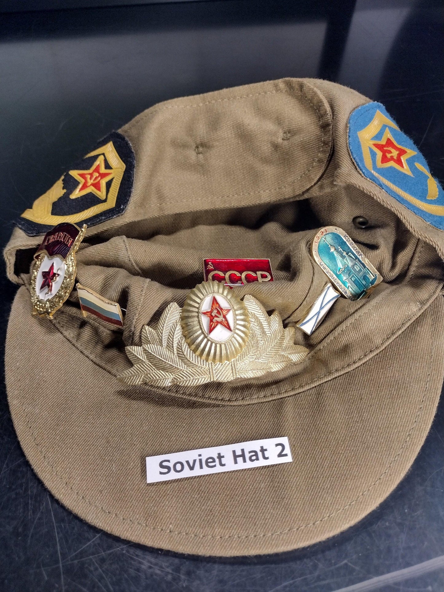 Soviet Russian Military Hat with Pins and Patches (Size 56?) | Soviet surplus Russian surplus russia military surplus