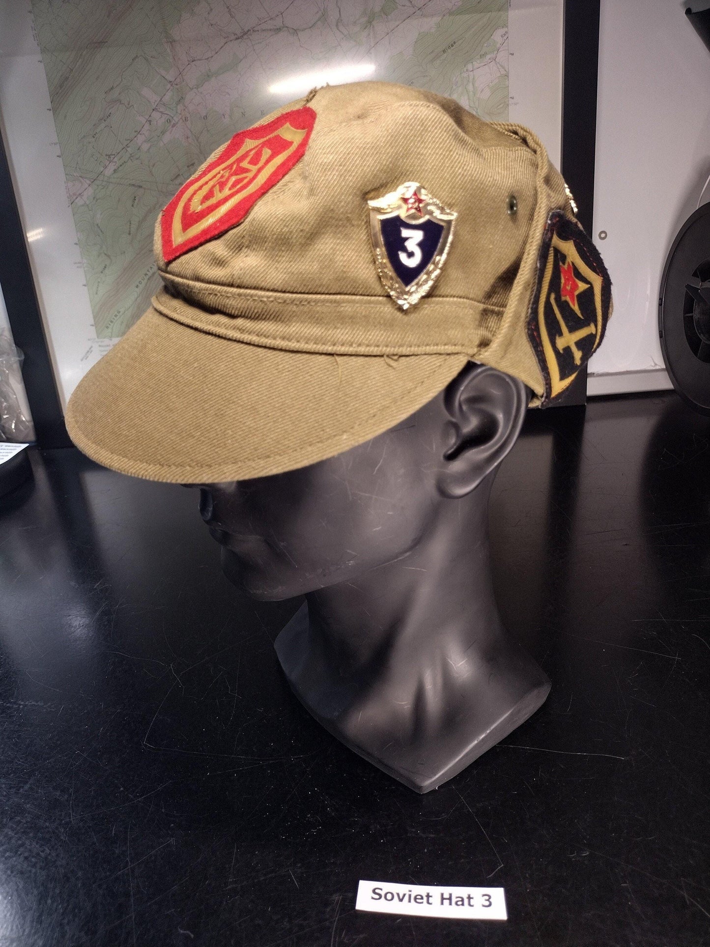 Soviet Russian Hat with Pins and Patches (Size 54? 1986) | Soviet surplus Russian surplus russia military surplus