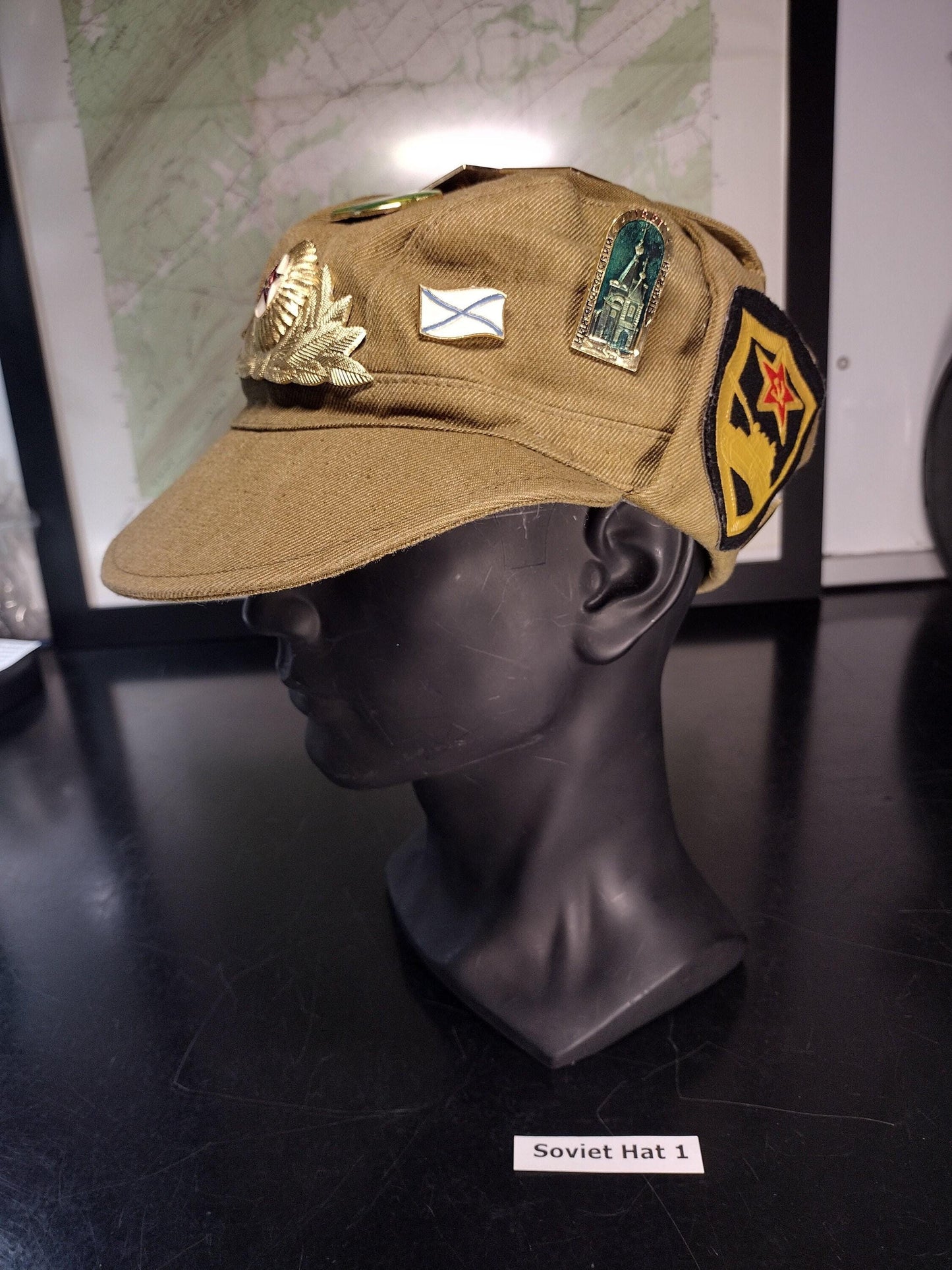 Soviet Russian Hat with Pins and Patches From 1988 (Size 560?) | Soviet surplus Russian surplus russia military surplus