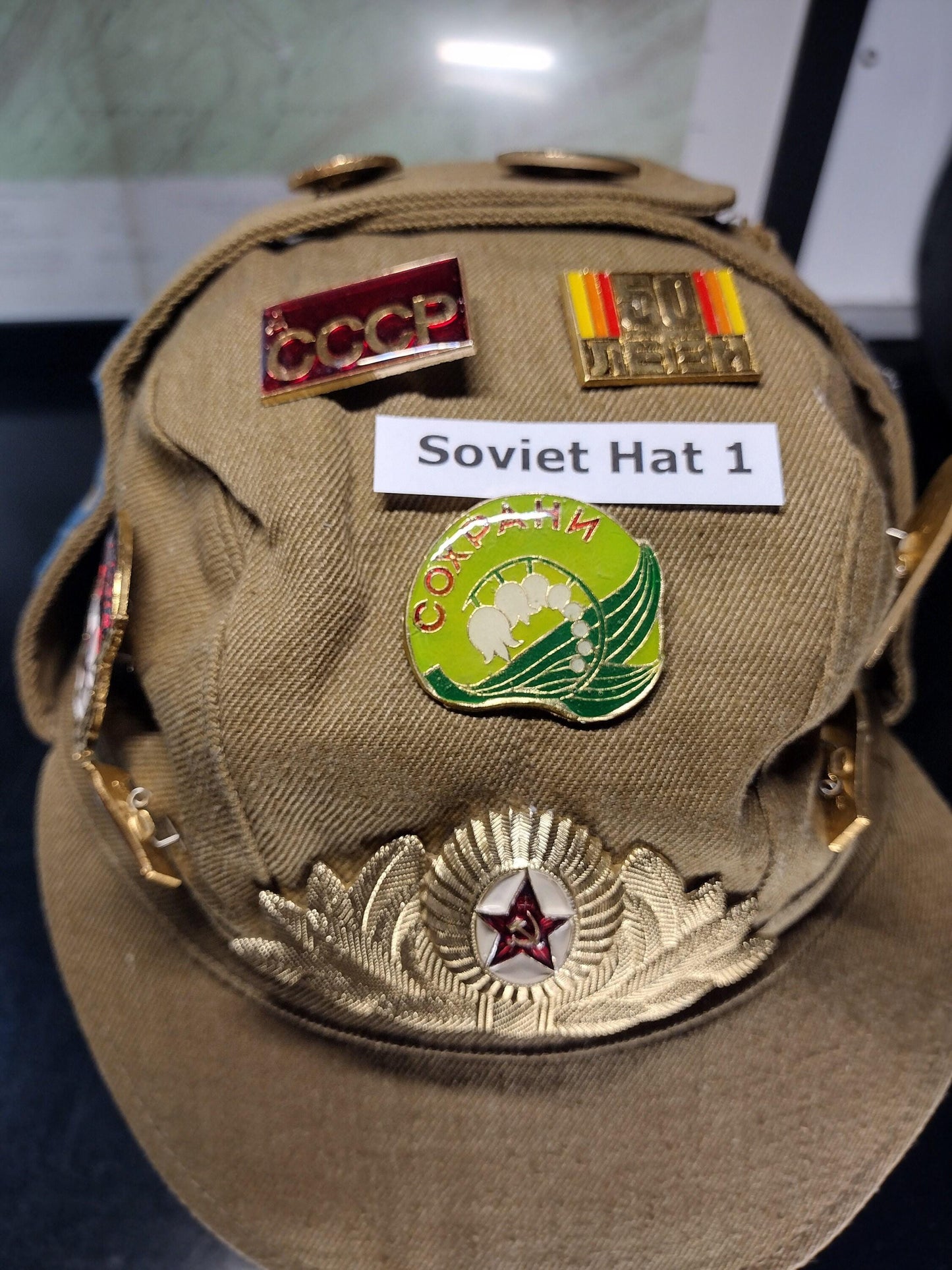 Soviet Russian Hat with Pins and Patches From 1988 (Size 560?) | Soviet surplus Russian surplus russia military surplus