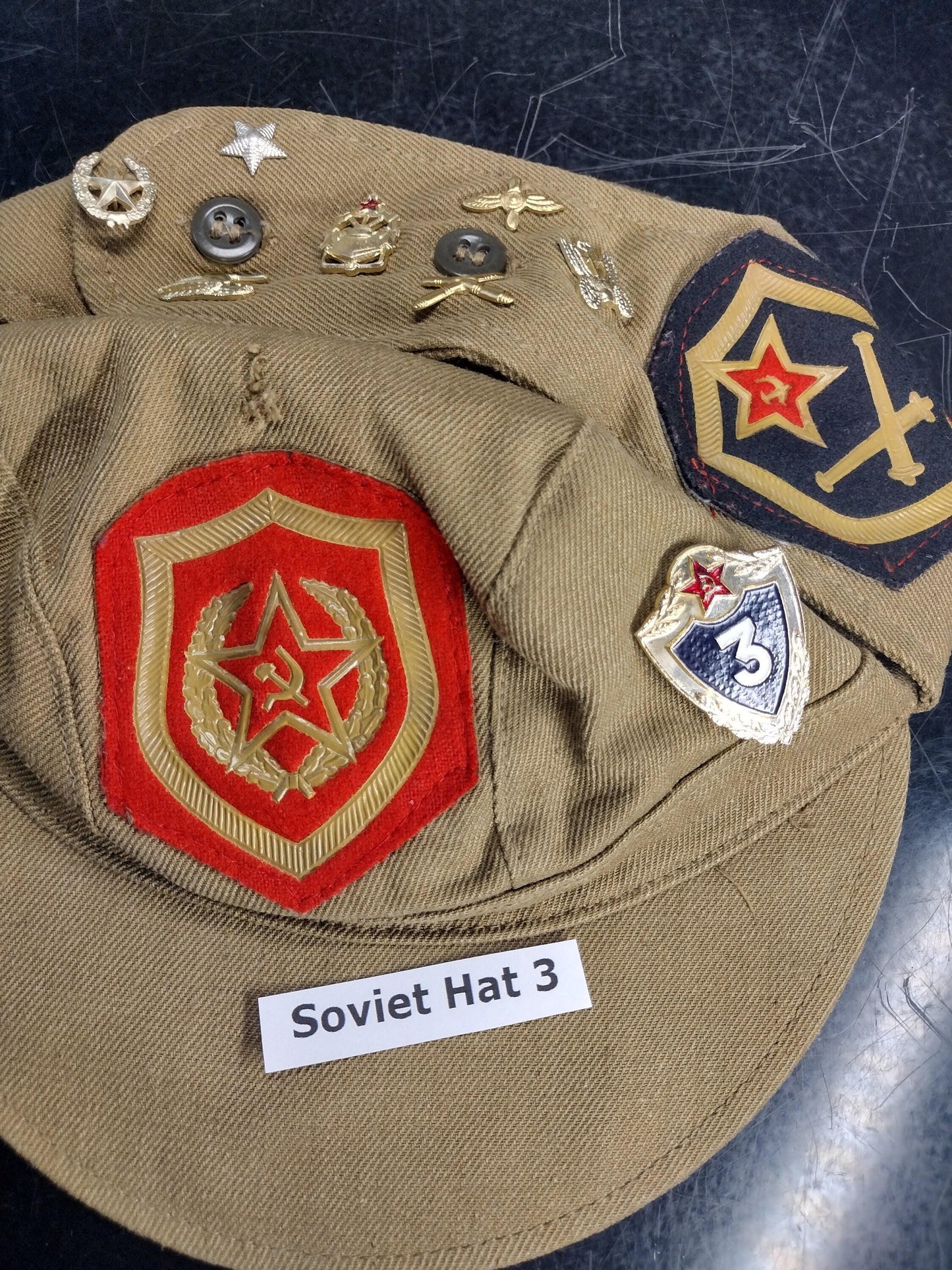 Soviet Russian Hat with Pins and Patches (Size 54? 1986) | Soviet surplus Russian surplus russia military surplus