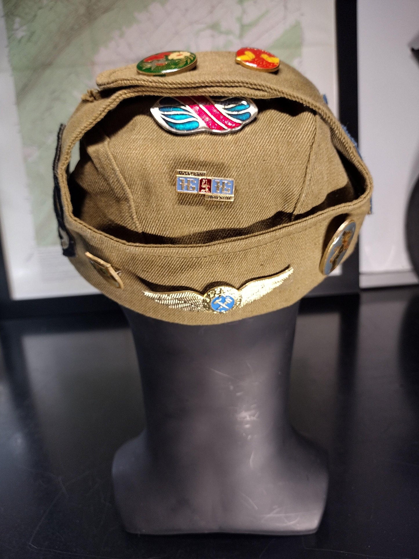 Soviet Russian Hat with Pins and Patches From 1988 (Size 560?) | Soviet surplus Russian surplus russia military surplus