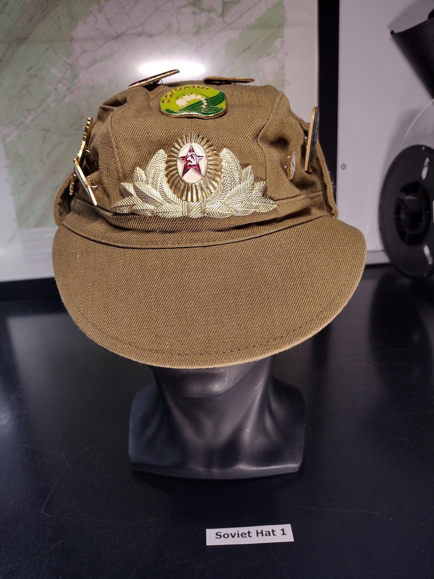 Soviet Russian Hat with Pins and Patches From 1988 (Size 560?) | Soviet surplus Russian surplus russia military surplus