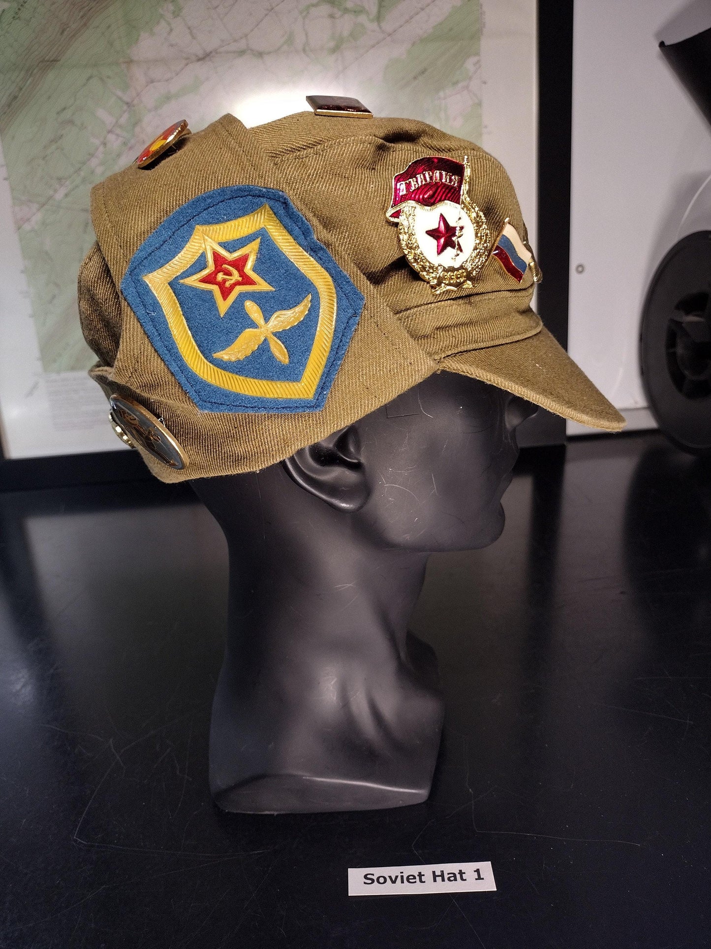 Soviet Russian Hat with Pins and Patches From 1988 (Size 560?) | Soviet surplus Russian surplus russia military surplus