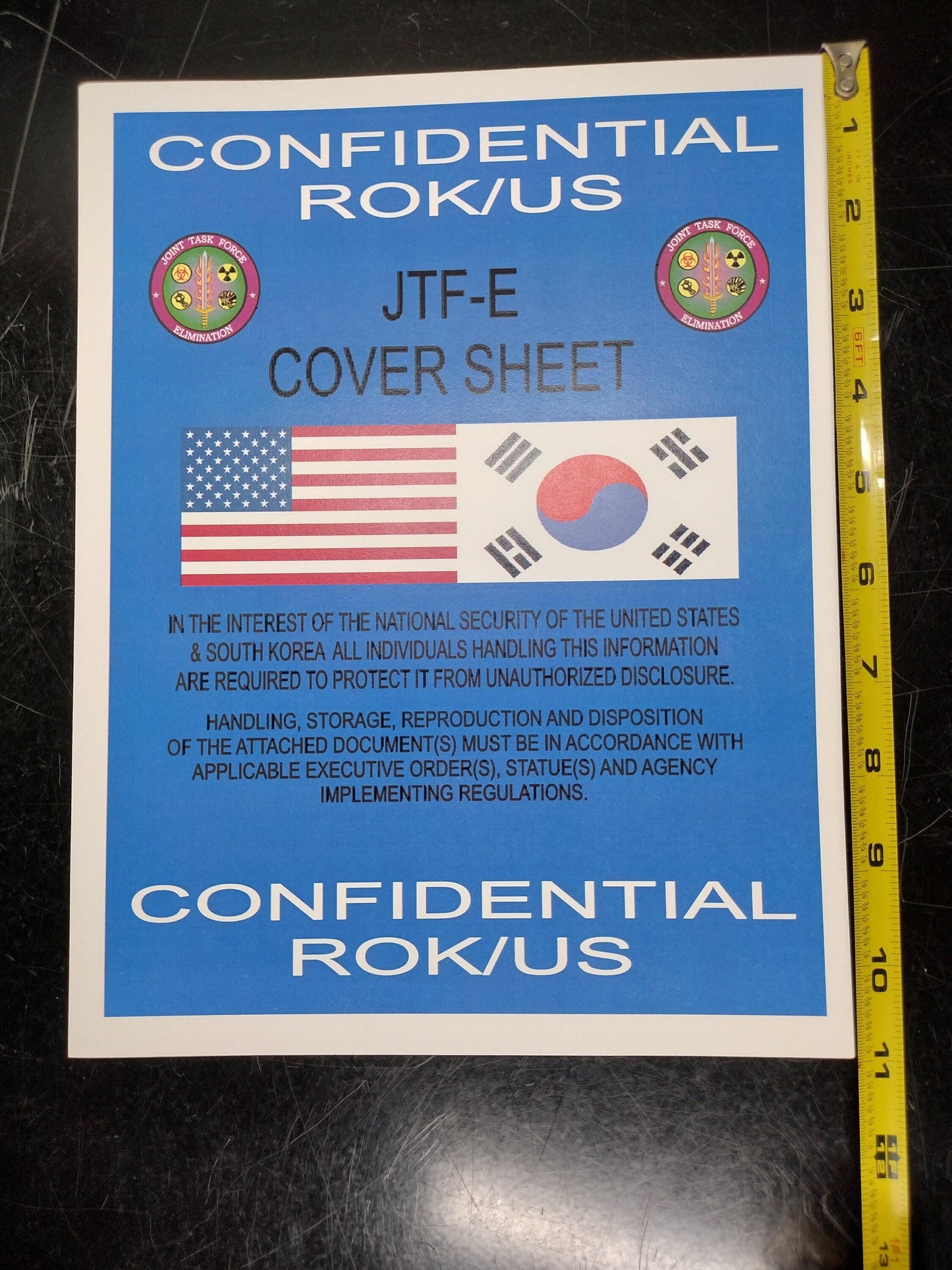 US Government Confidential ROK/US Document Heavy Paper Cover Sheet Sign | Free Us Shipping