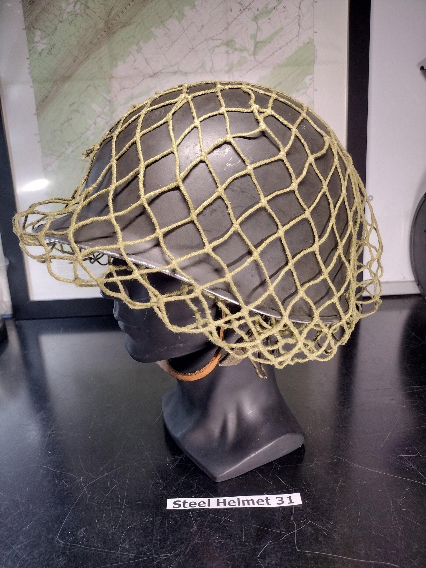 Military Steel Helmet With Liner & Netting (Size Unknown 56-58?) | FREE US Shipping!