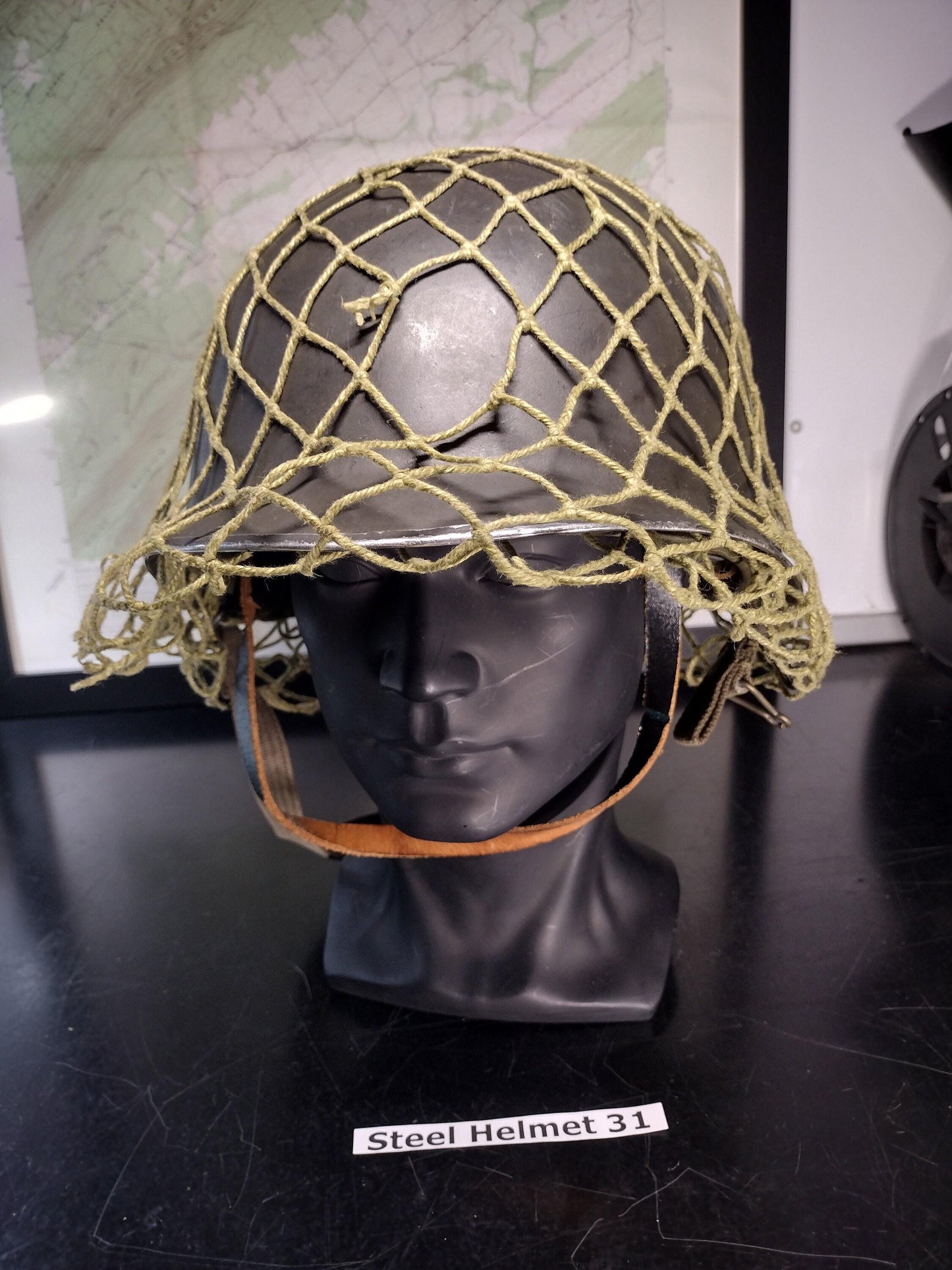 Military Steel Helmet With Liner & Netting (Size Unknown 56-58?) | FREE US Shipping!