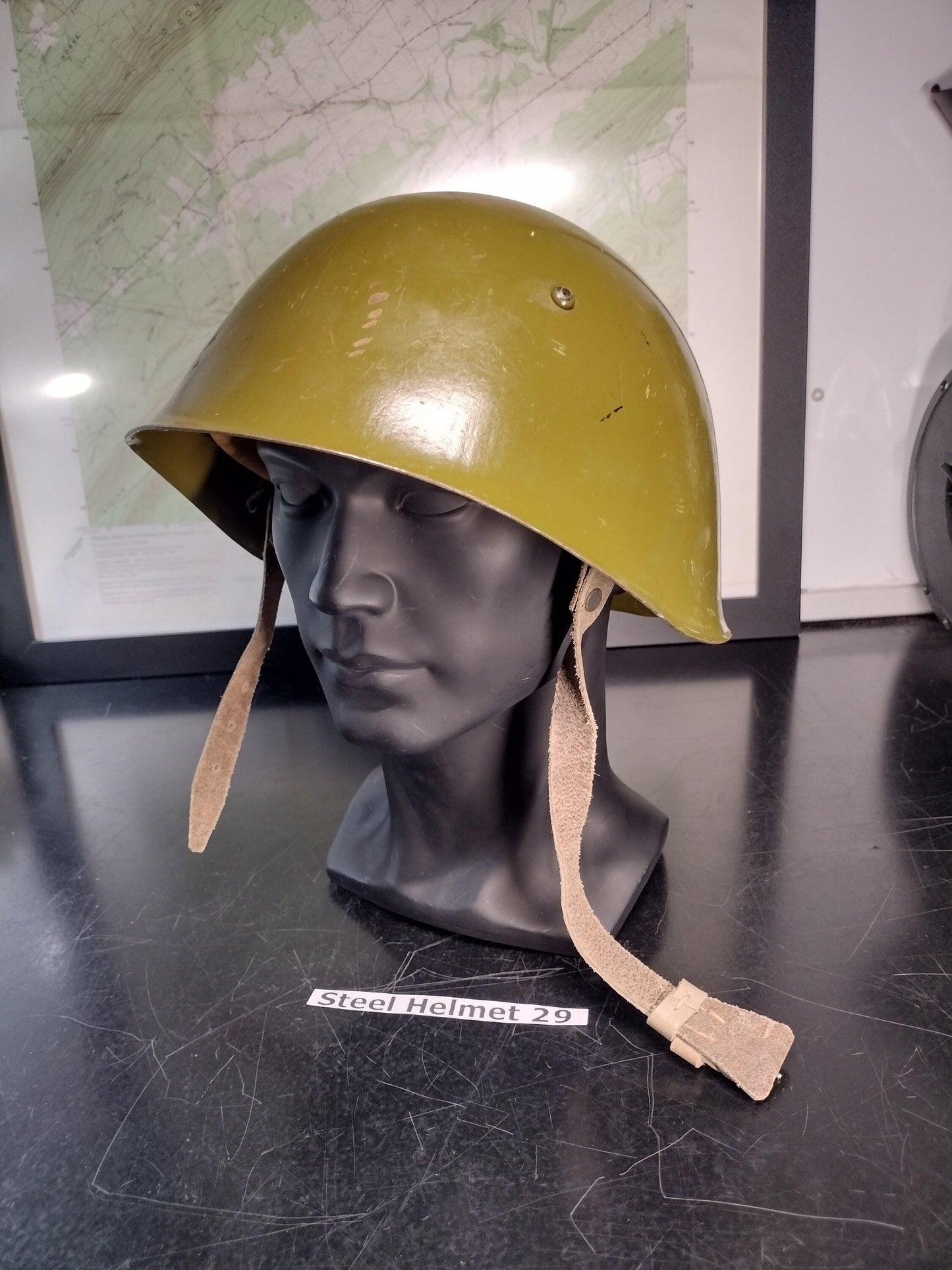 Military Issue Steel Helmet (Size: Unknown 60?) | FREE US Shipping! (Helmet 29)