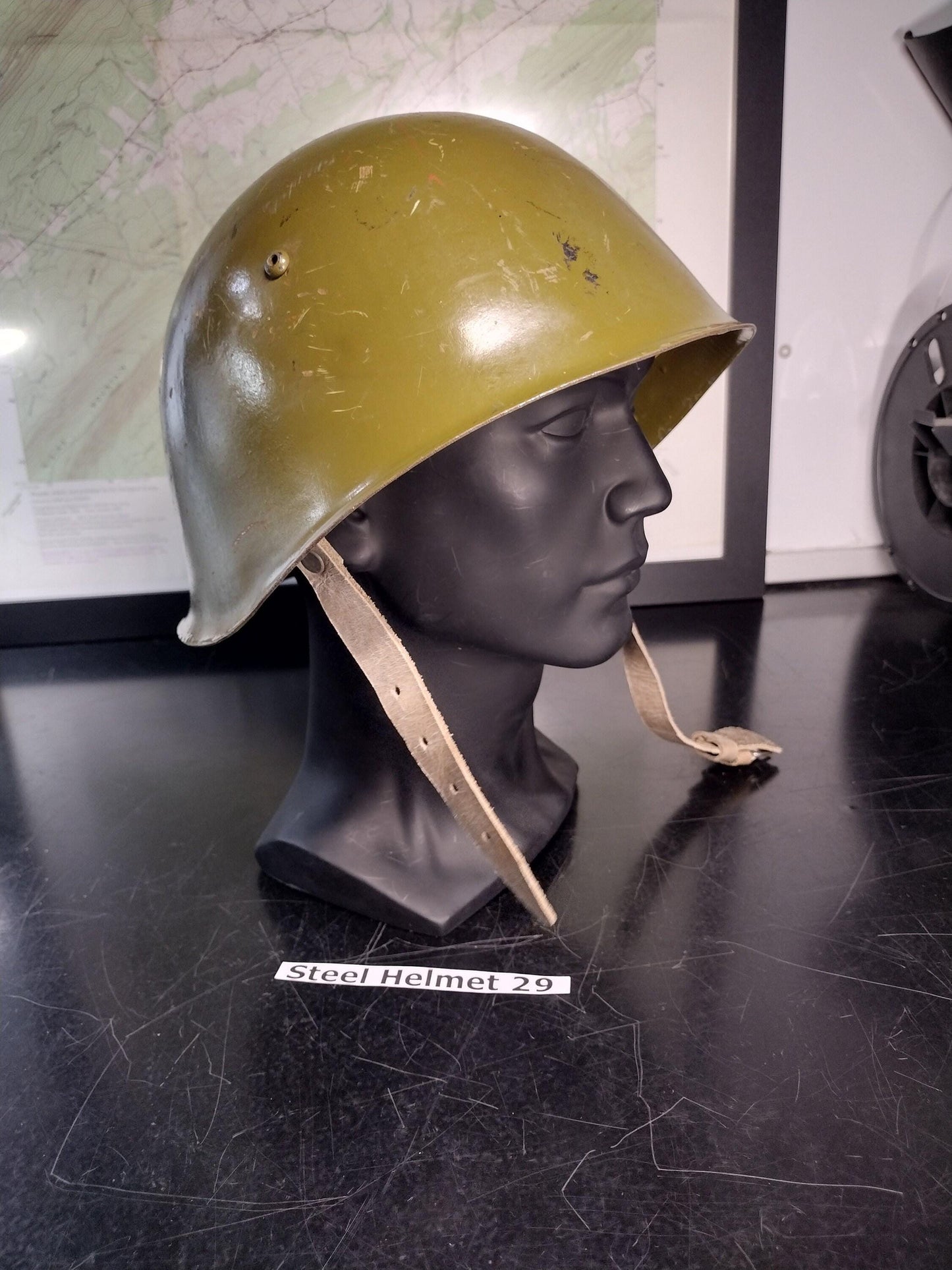 Military Issue Steel Helmet (Size: Unknown 60?) | FREE US Shipping! (Helmet 29)