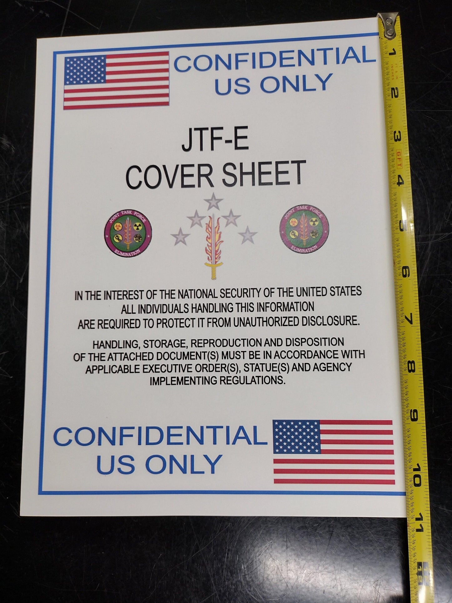 US Government Confidential National Security Document Heavy Paper Cover Sheet Sign | FREE US Shipping